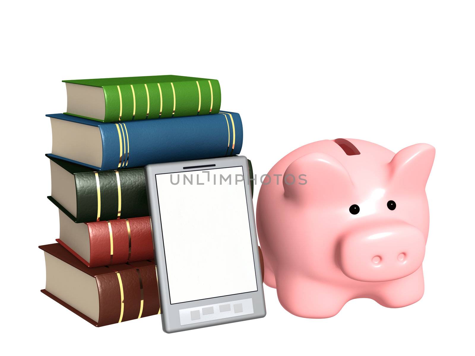 Piggy bank, e-book and books by frenta