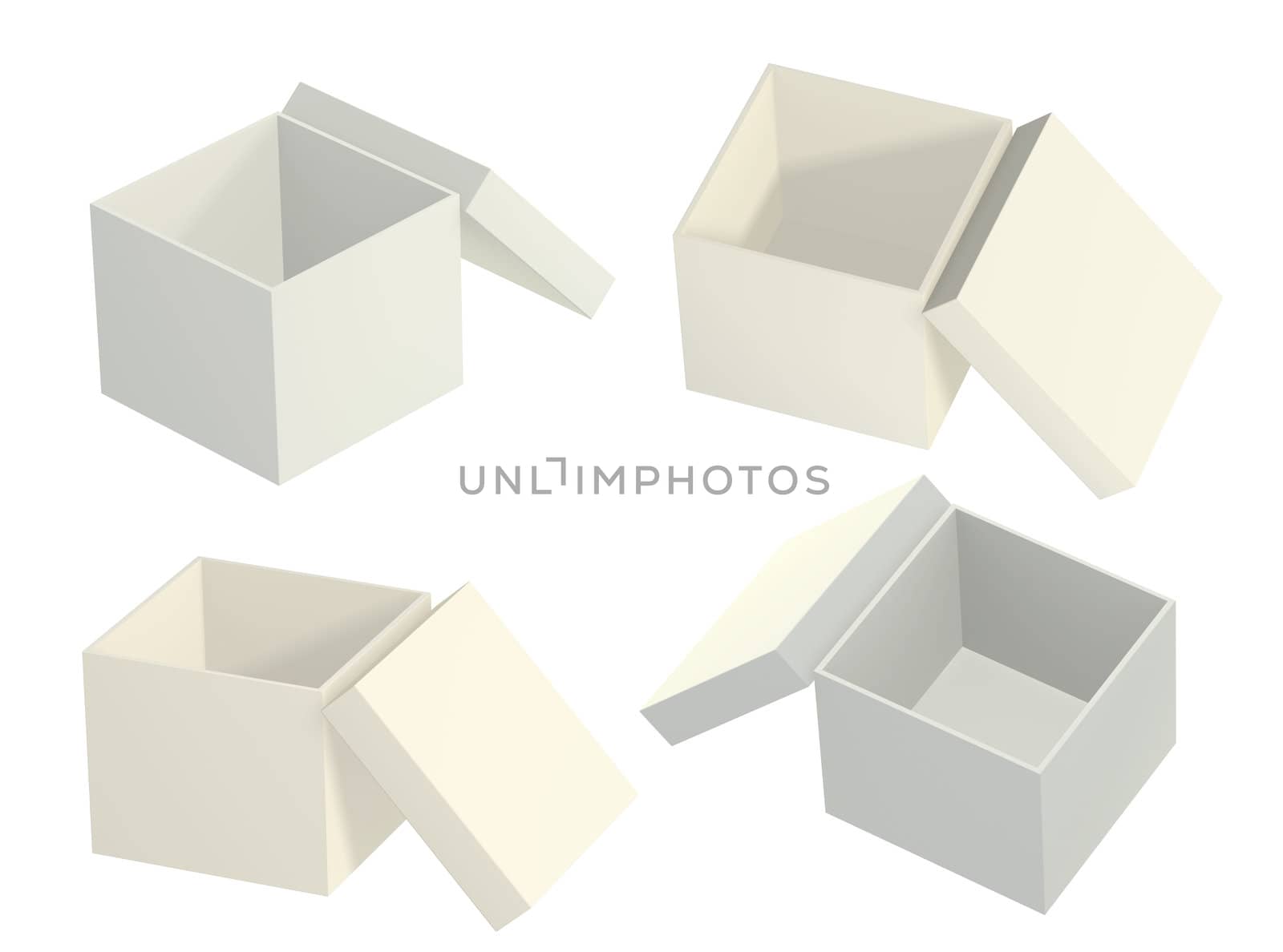 Set of open empty boxes by frenta