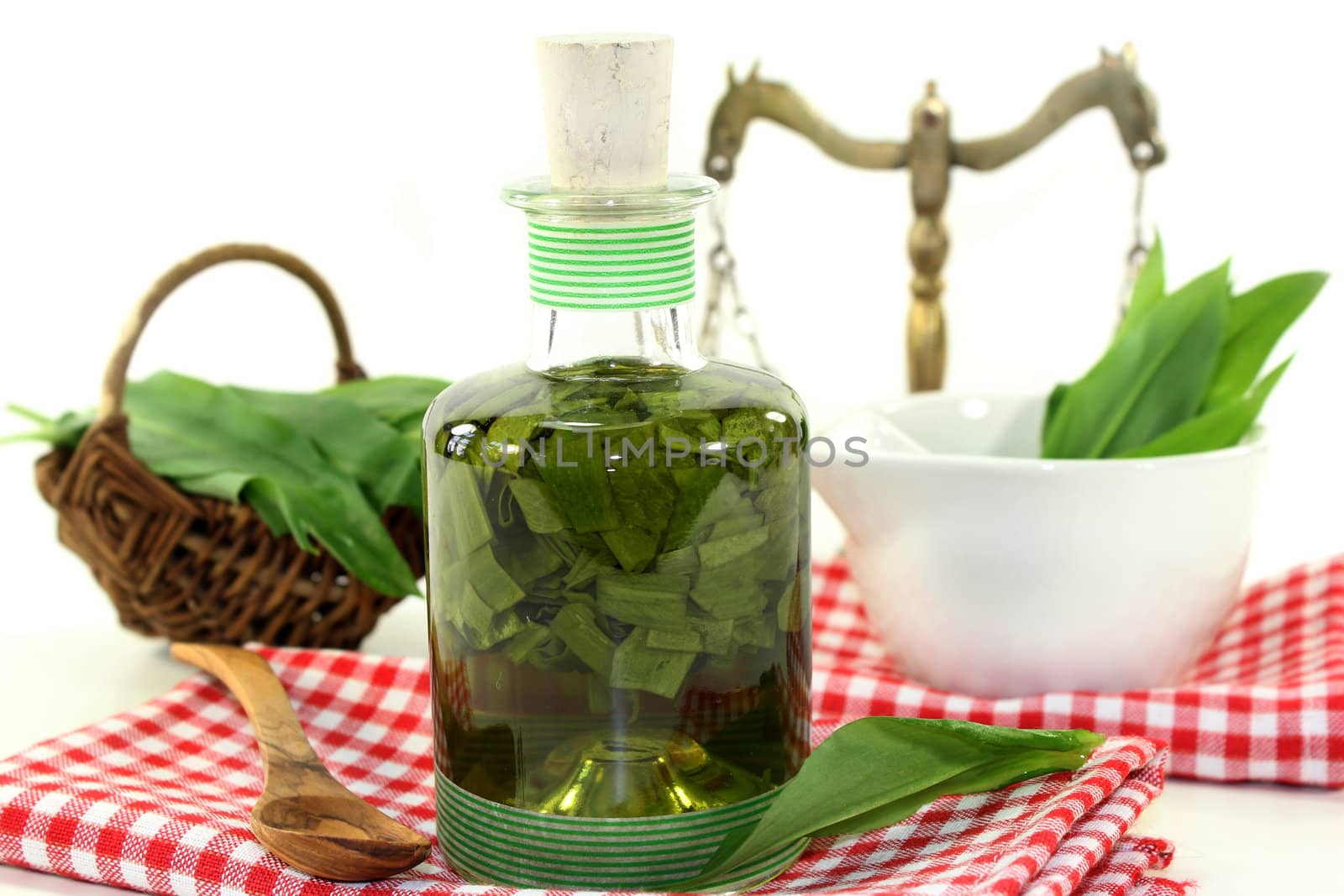 a bottle garlic tincture on a white background