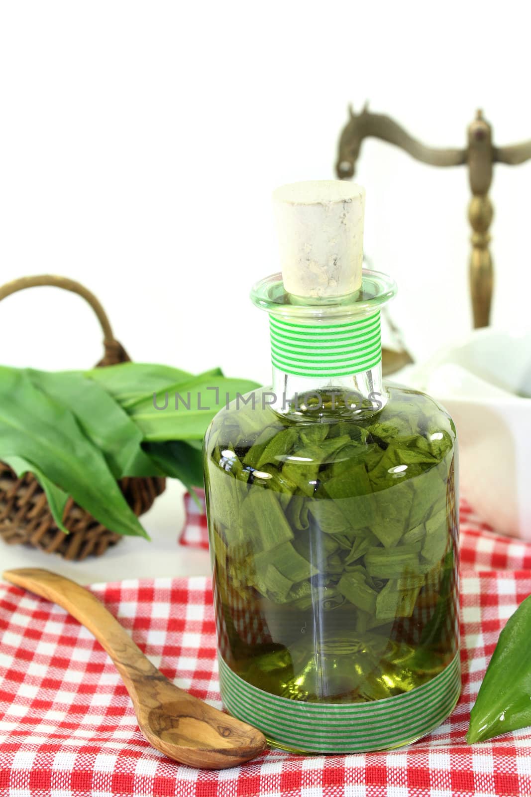 a bottle garlic tincture on a white background