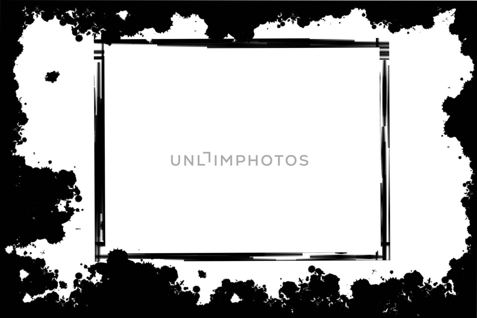 Black grunge border frame on white background