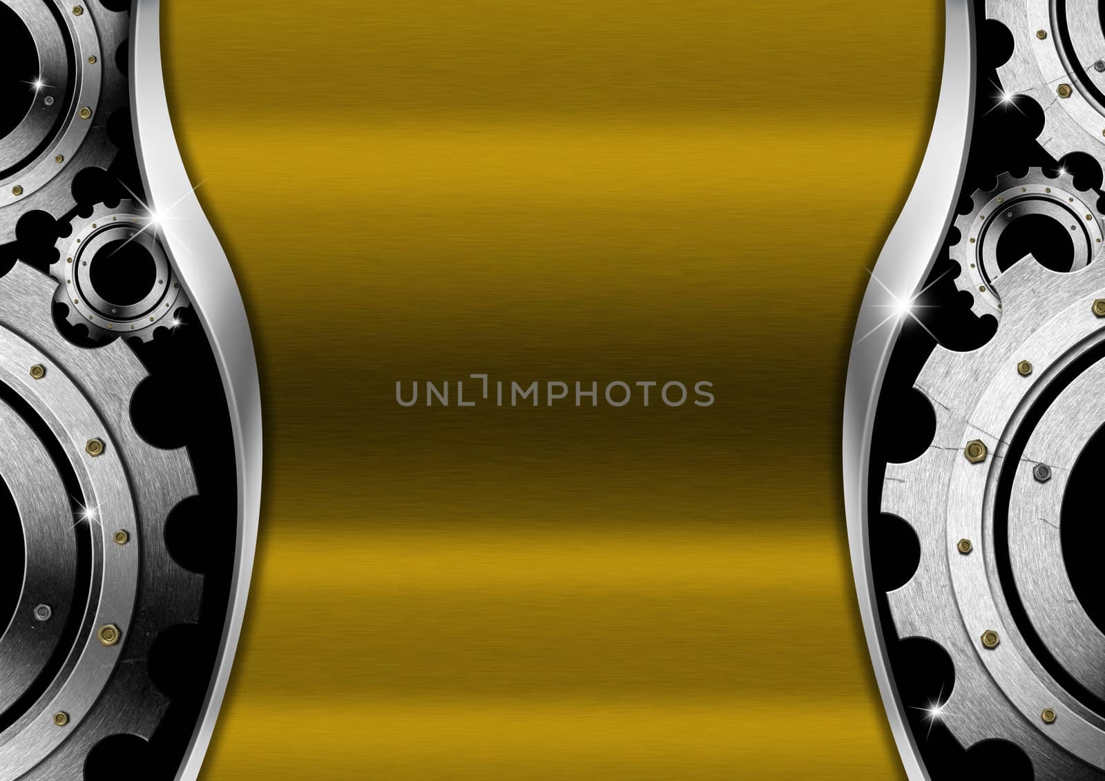 Gold and Metal Background with Gears by catalby