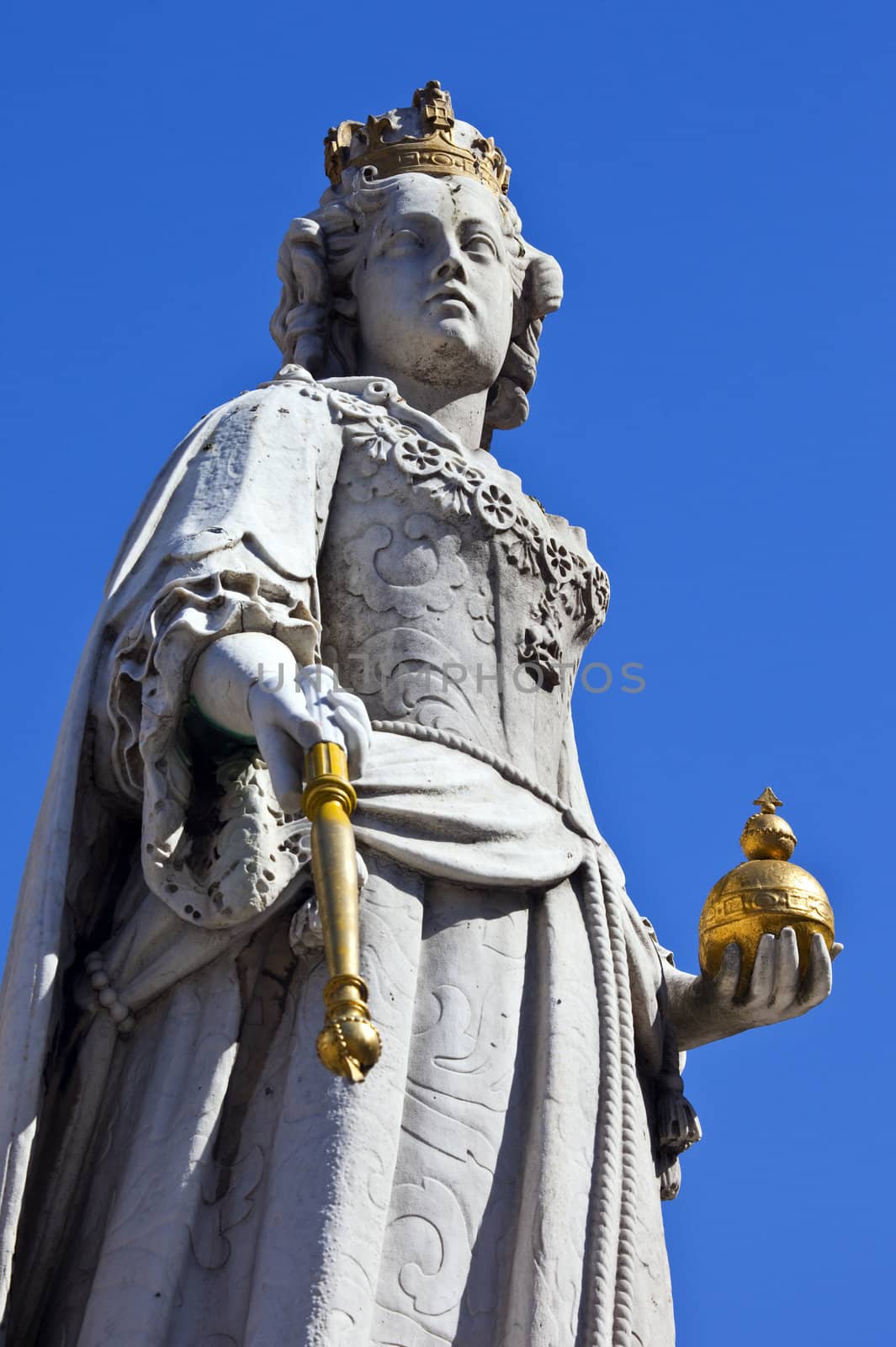 The statue of Queen Anne, situated outside St. Paul's Cathedral in London.