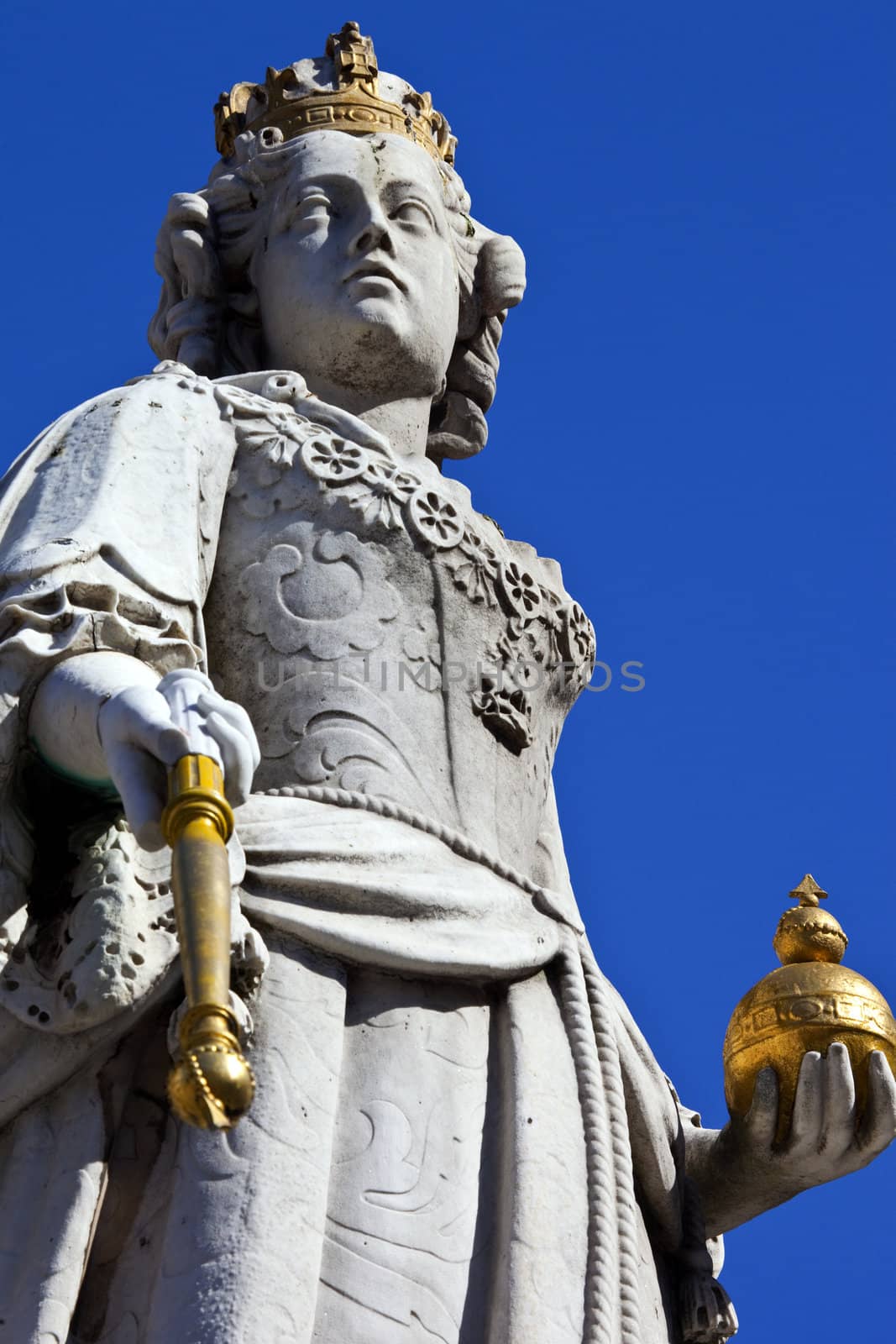 Statue of Queen Anne, situated outside St. Paul's Cathedral in London.