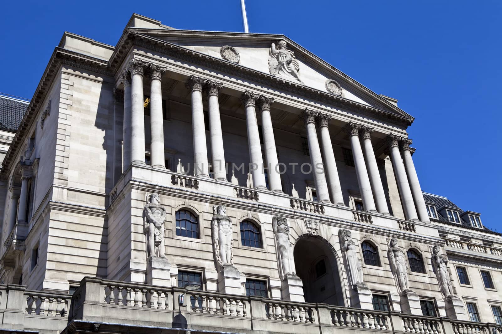 The impressive exterior of the Bank of England in London.