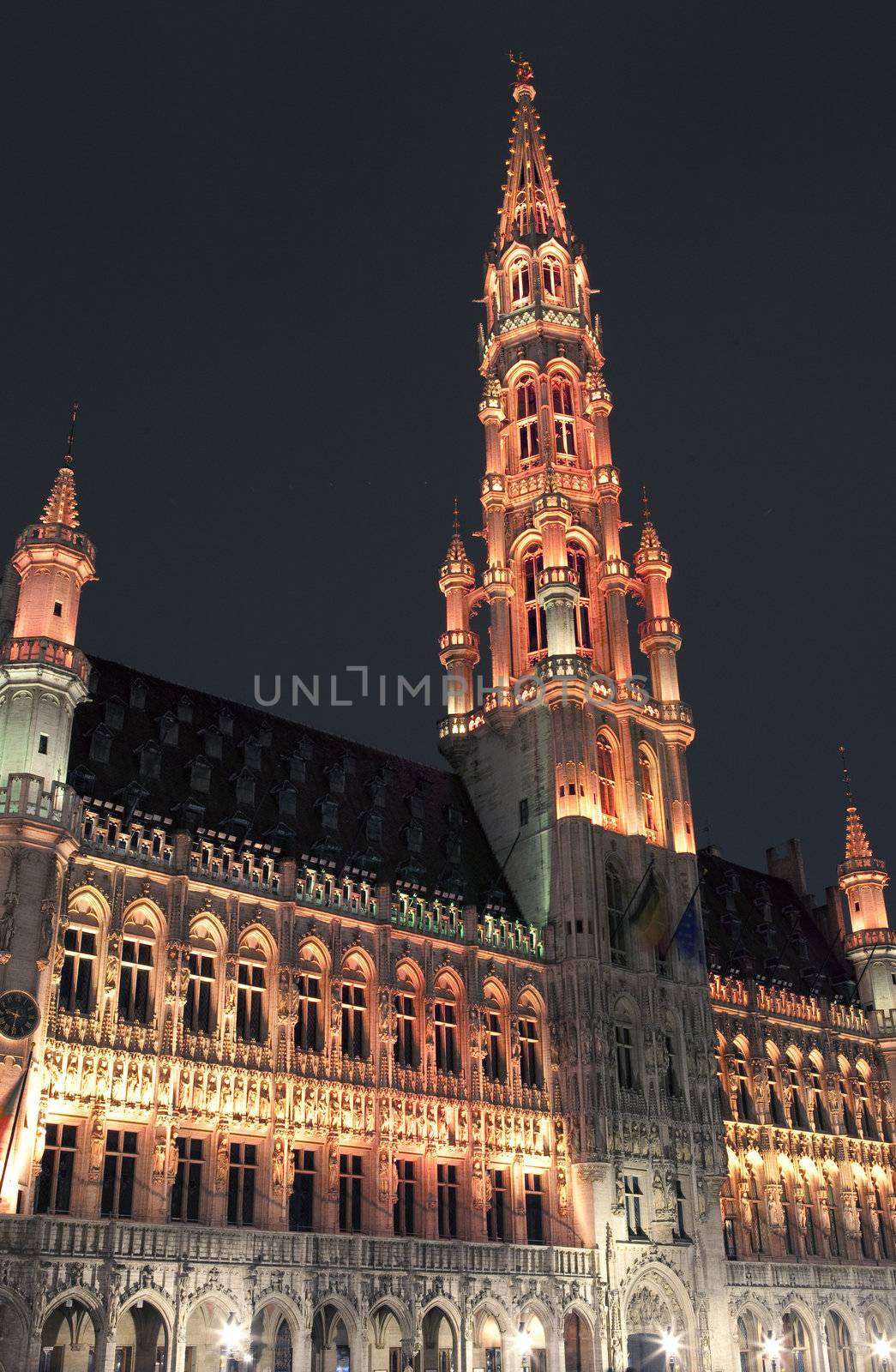 Brussels City Hall (Hotel de Ville) located in Grand Place in Brussels, Belgium.