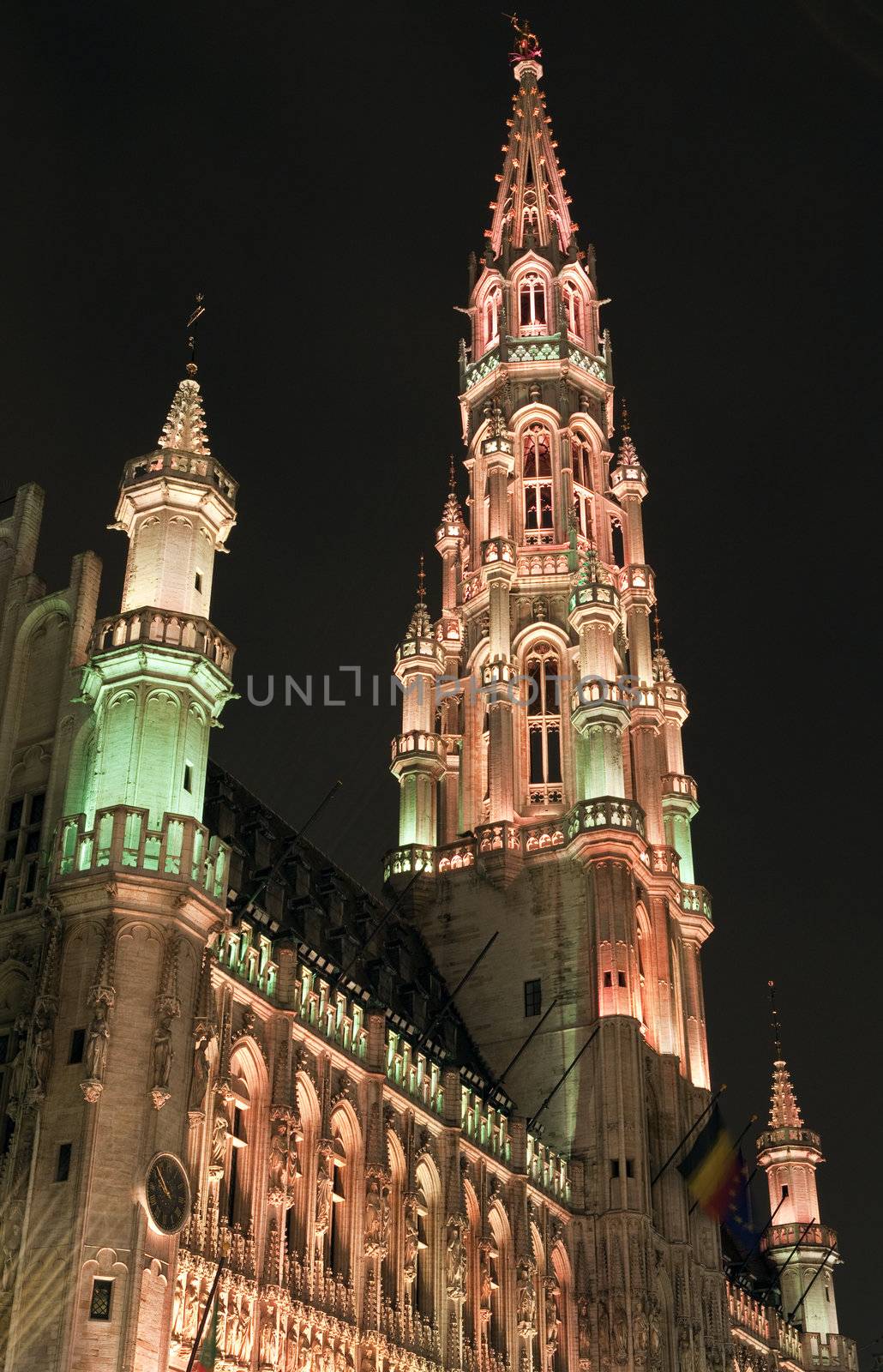 Brussels City Hall (Hotel de Ville) located in Grand Place in Brussels, Belgium.