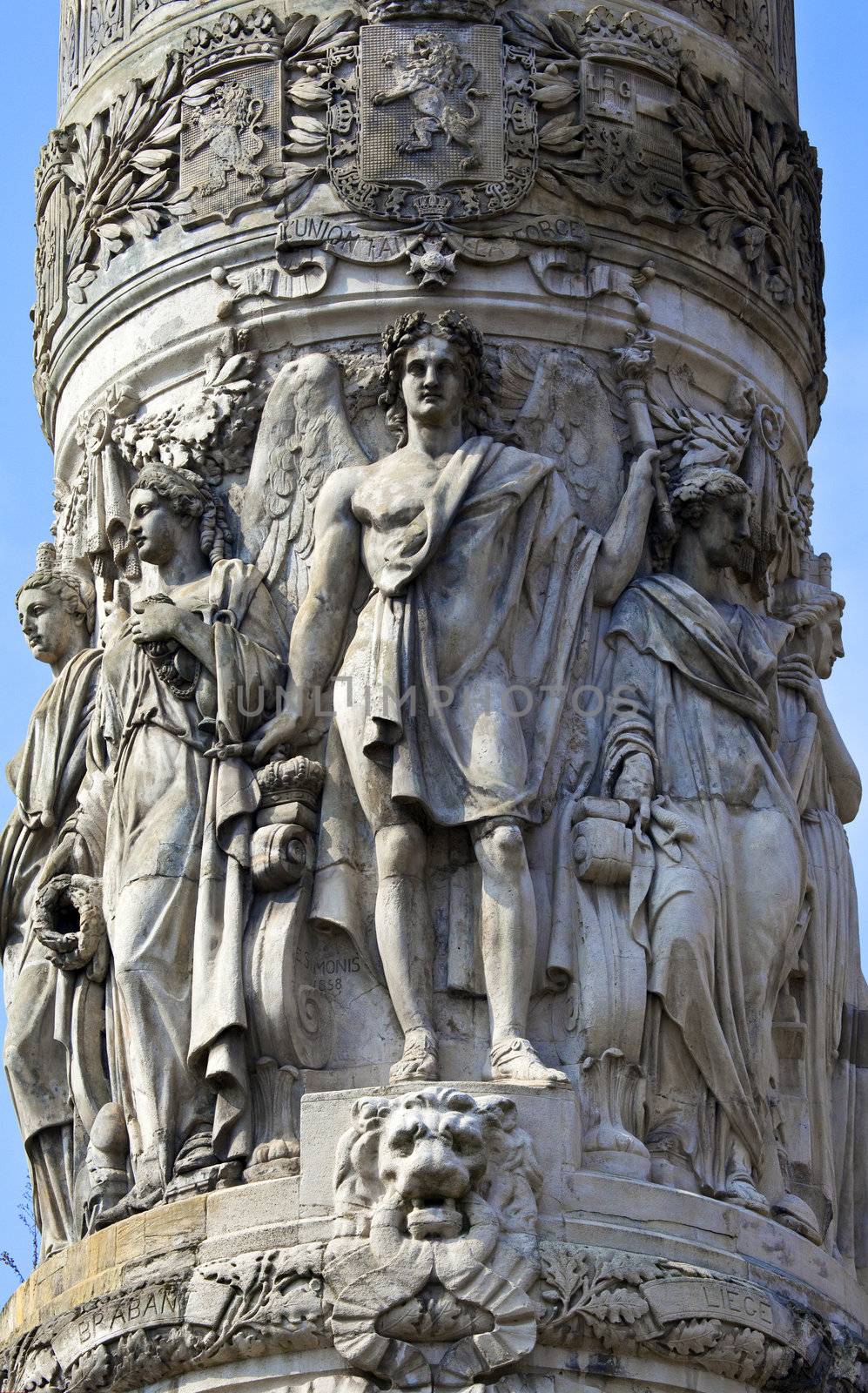 Close-up Details on the Congress Column in Brussels, Belgium.