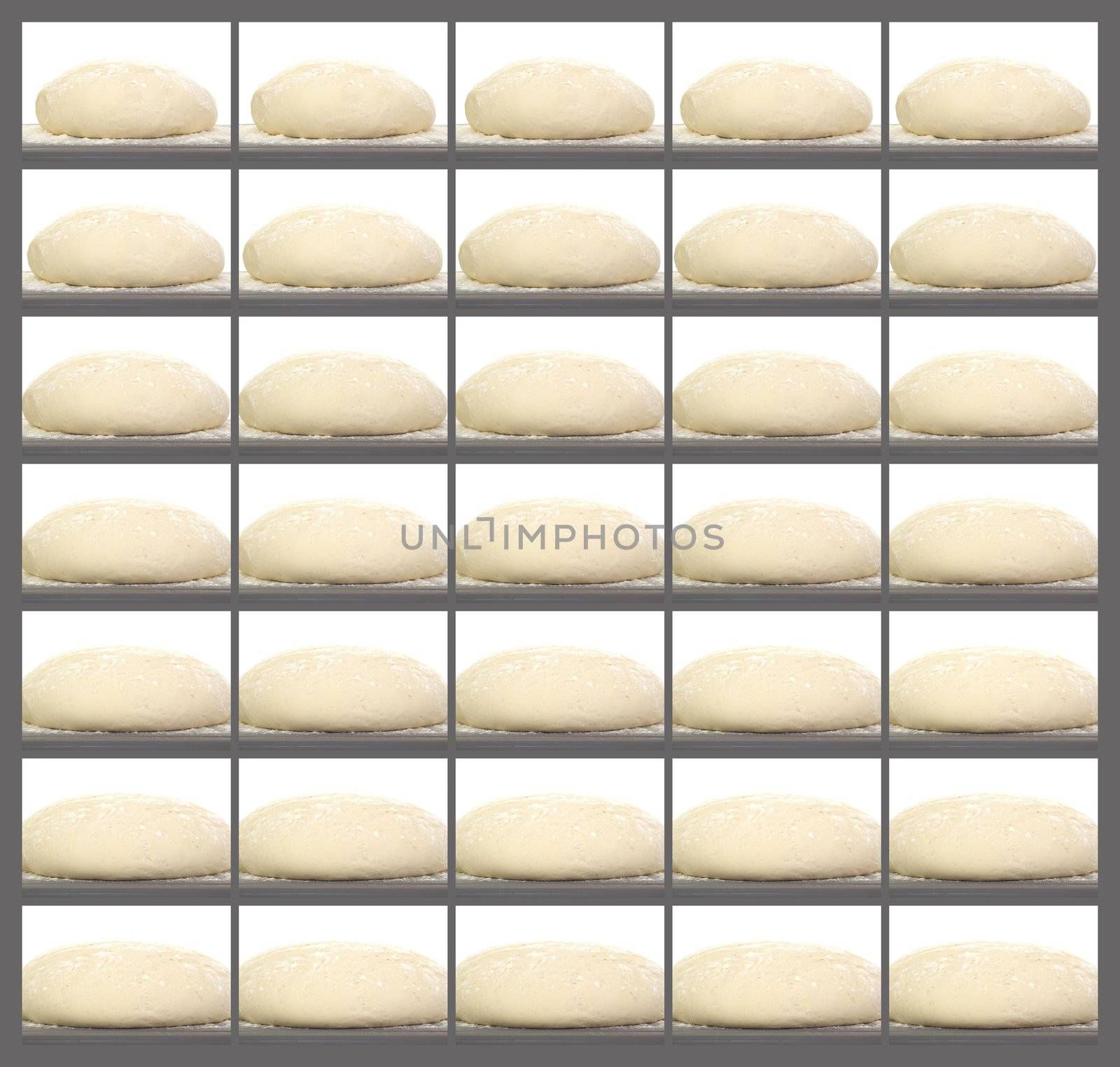 Collage of a rising bread dough