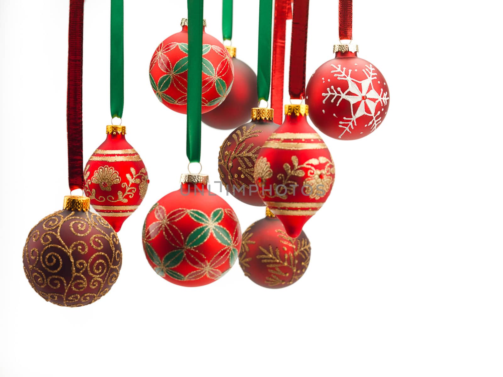 close up of christmas baubles by kozzi