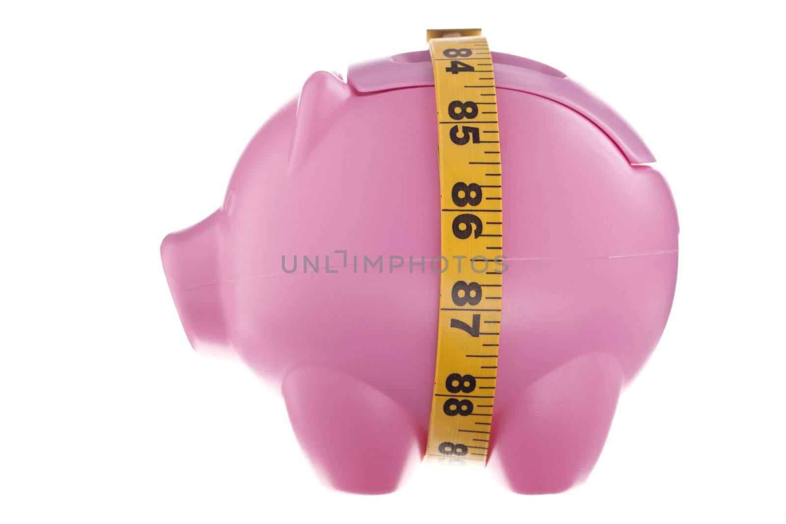 pink piggy bank with tape measure by kozzi