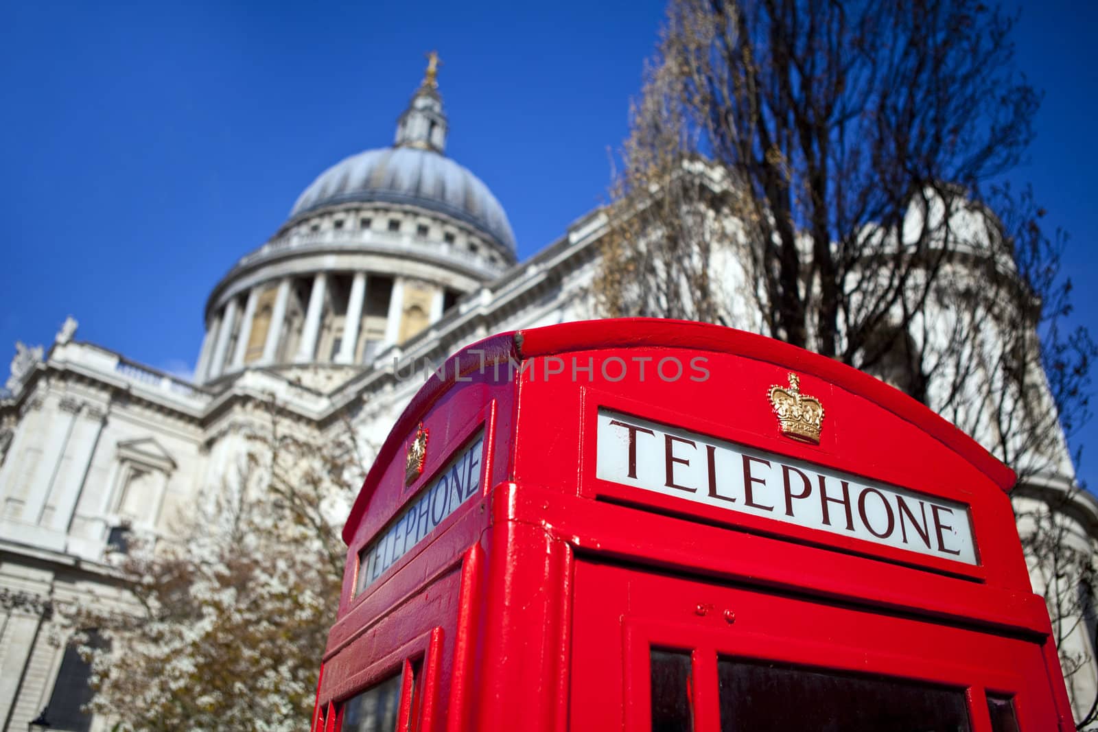 Red Telephone Box outside St. Paul's Cathedral in London by chrisdorney