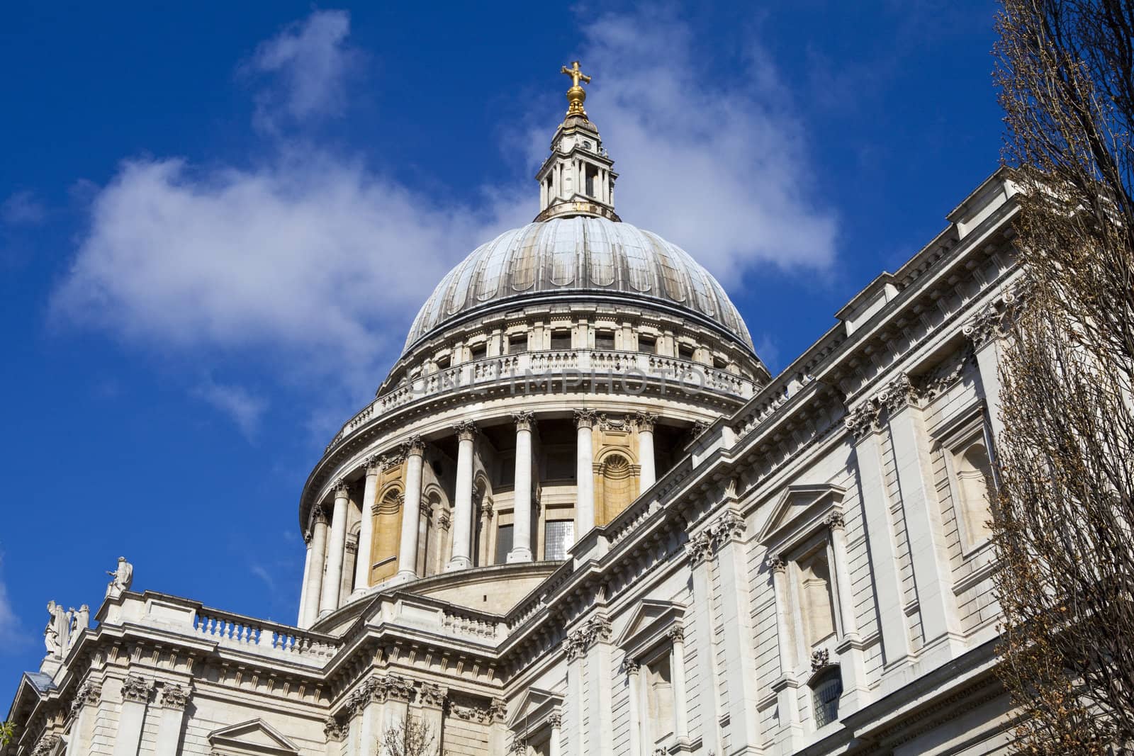 Looking up at the impressive St. Paul's Cathedral in London.