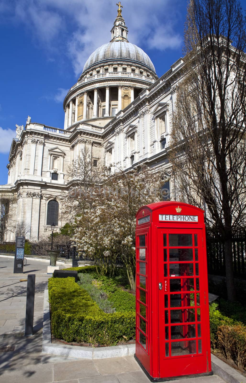 St. Paul's Cathedral and Red Telephone Box in London.