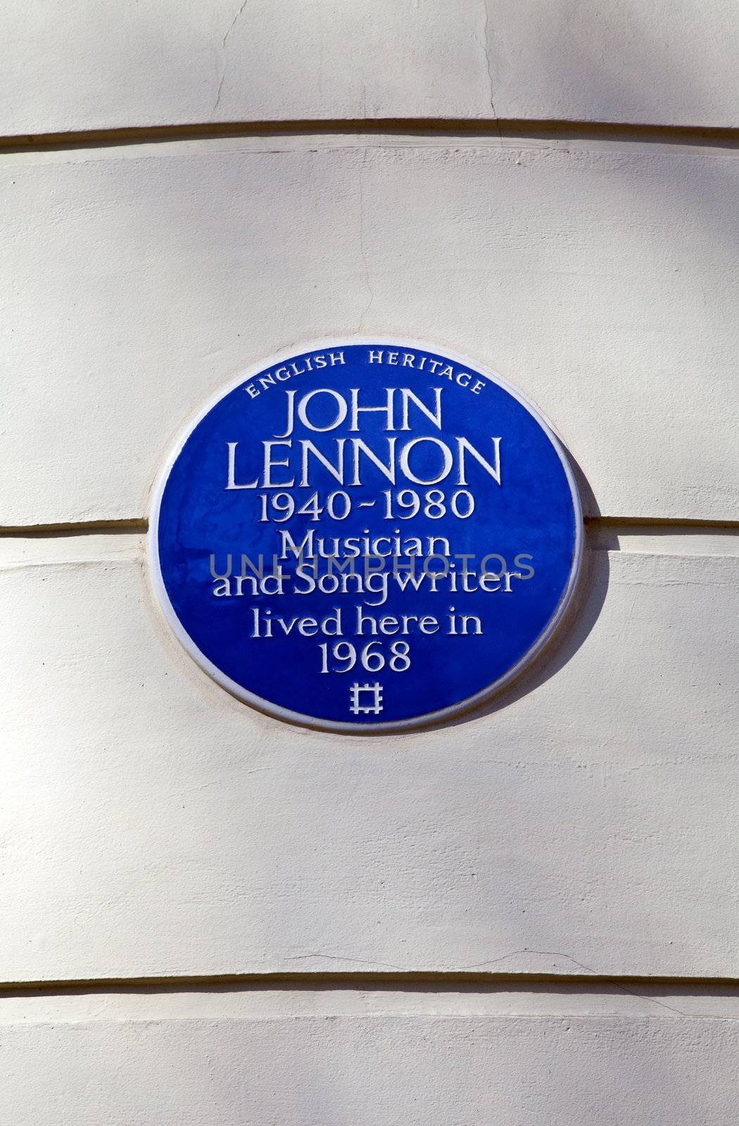 John Lennon blue plaque marking one of his former residences in London.