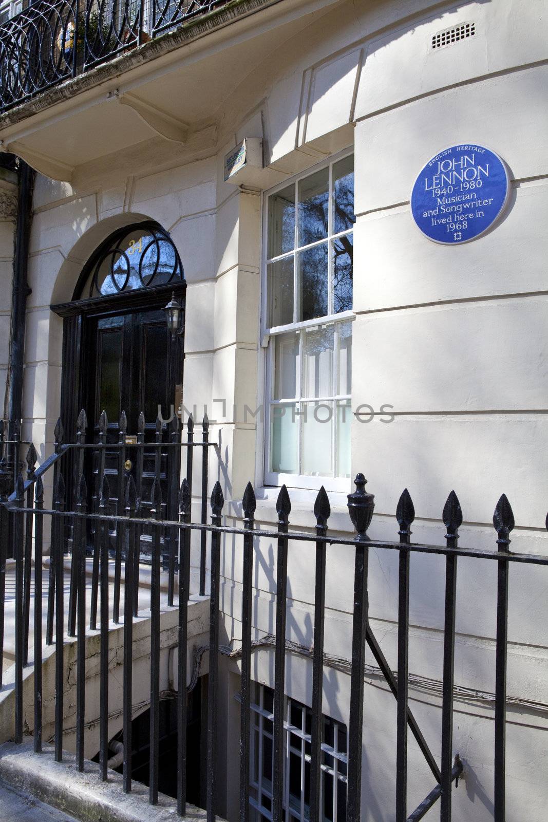 John Lennon blue plaque marking one of his former residences in London.