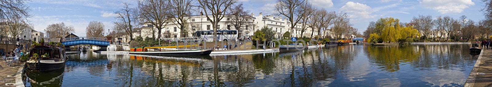 Panoramic view of the beautiful area of Little Venice in London.