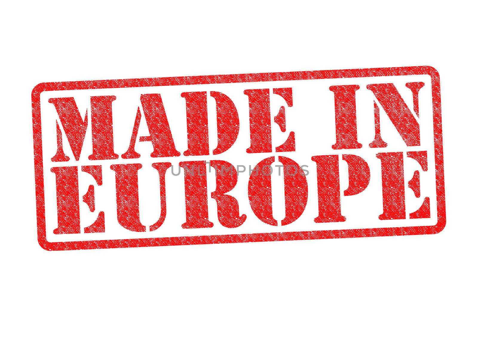 MADE IN EUROPE Rubber Stamp over a white background.