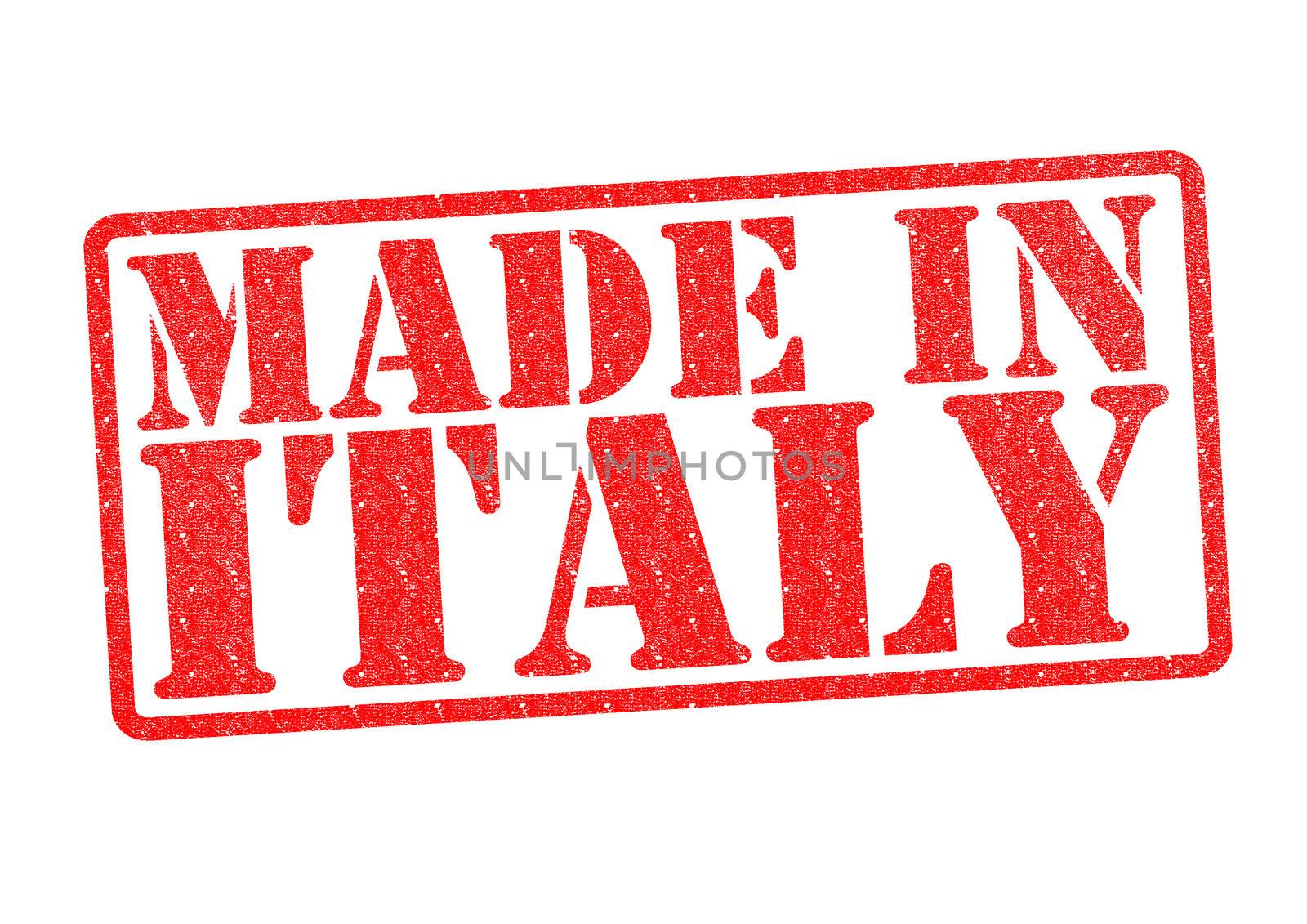 MADE IN ITALY Rubber Stamp over a white background.