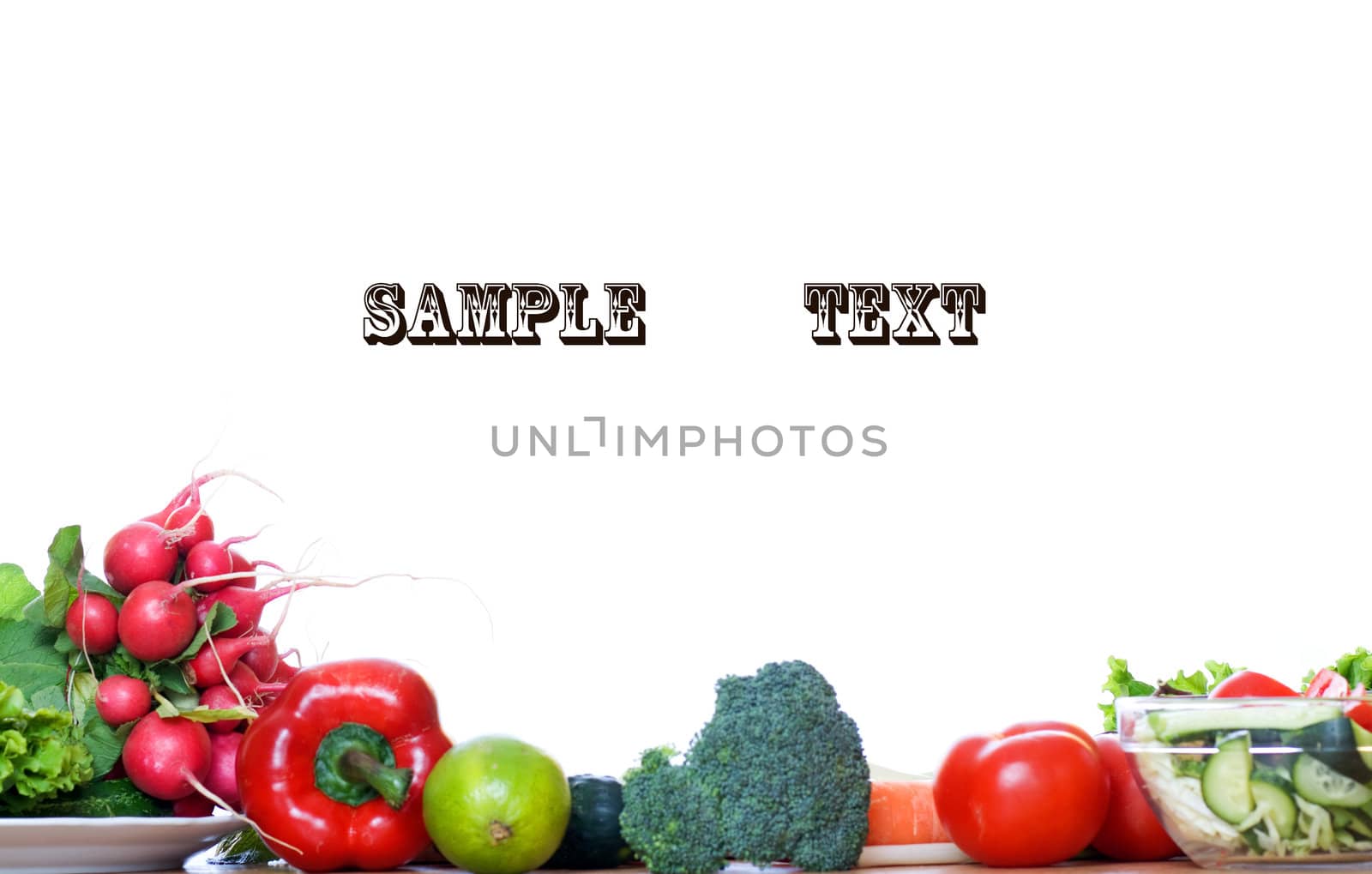 Group of mixed and fresh vegetables isolated