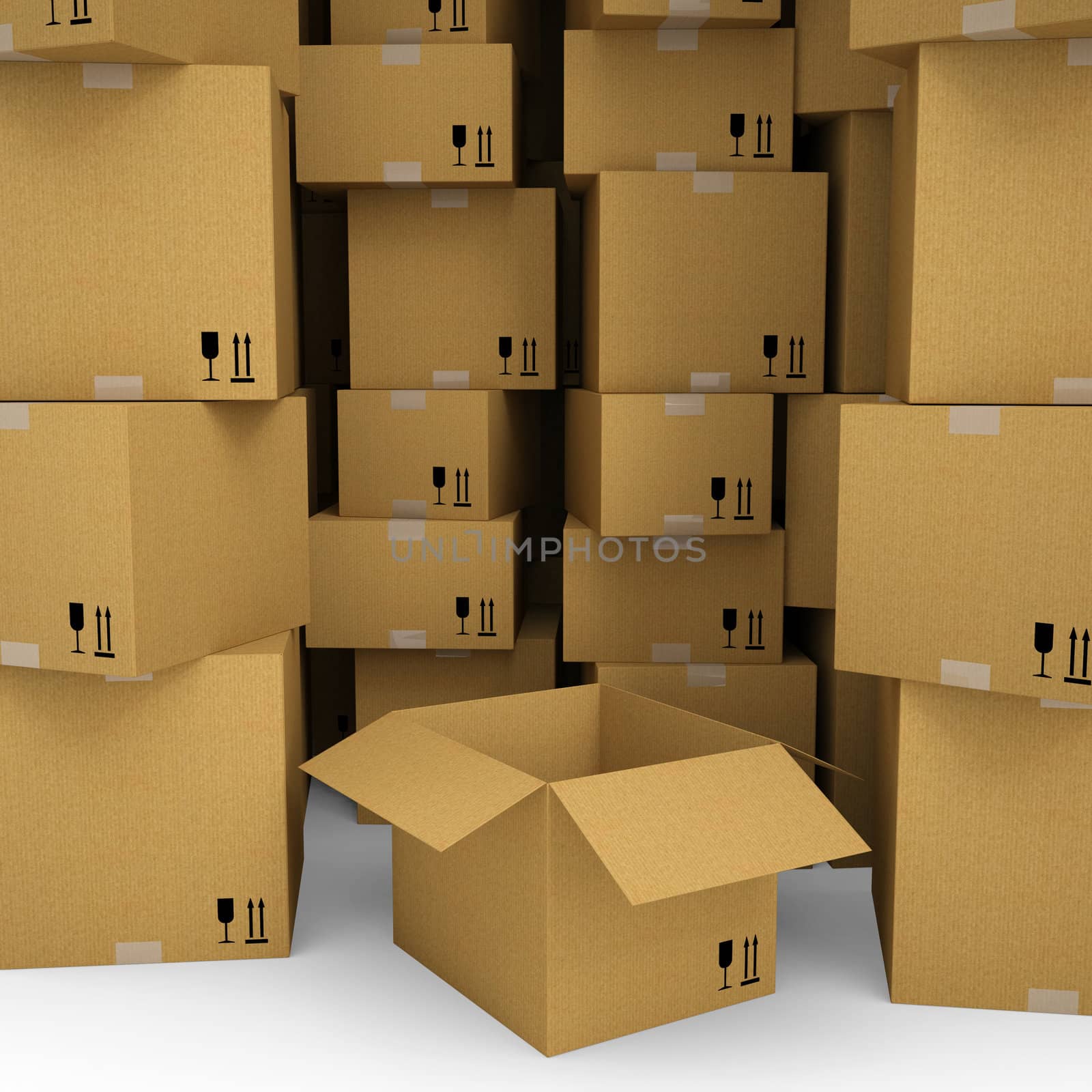 Cardboard boxes. Isolated render on a white background