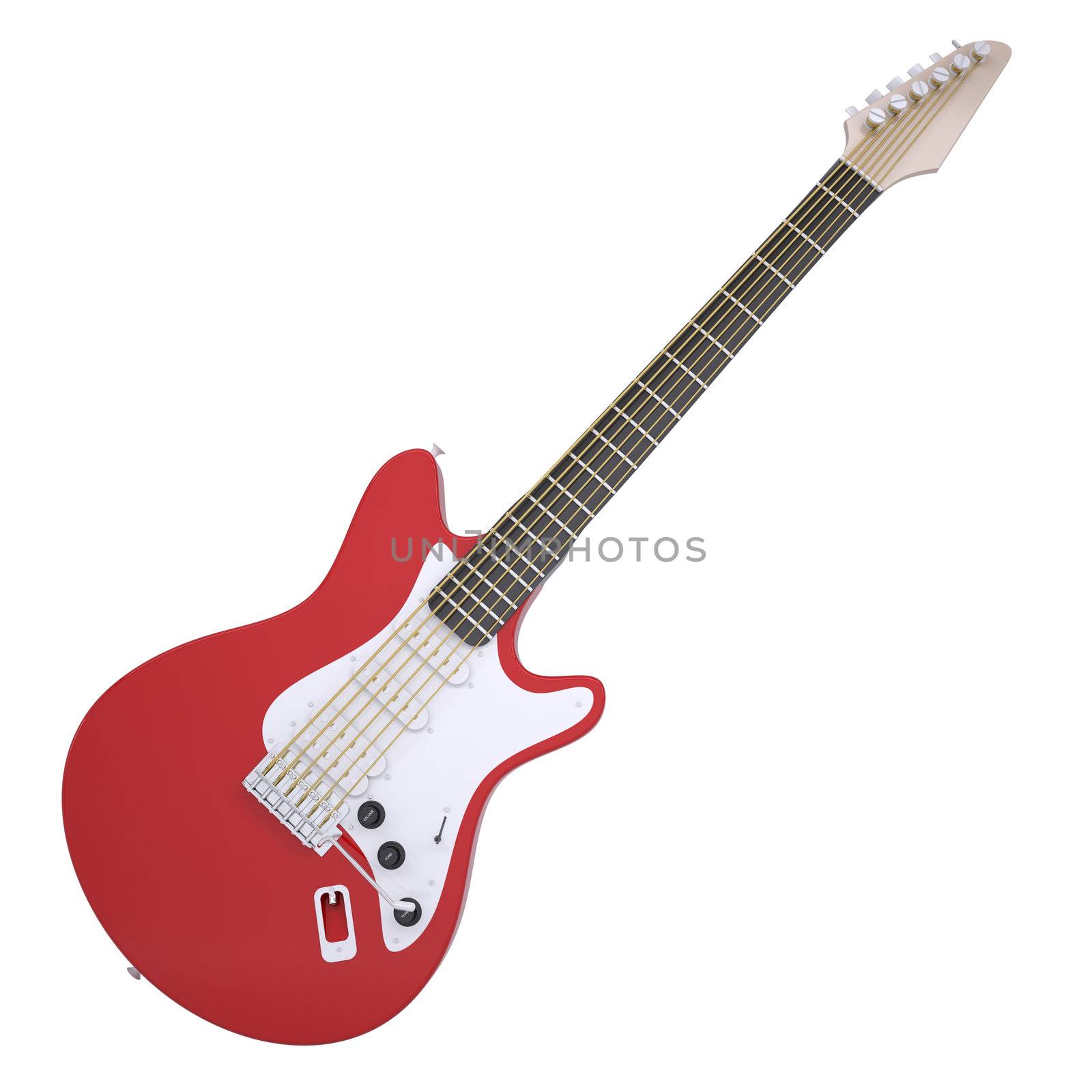 Red electric guitar. Isolated render on a white background