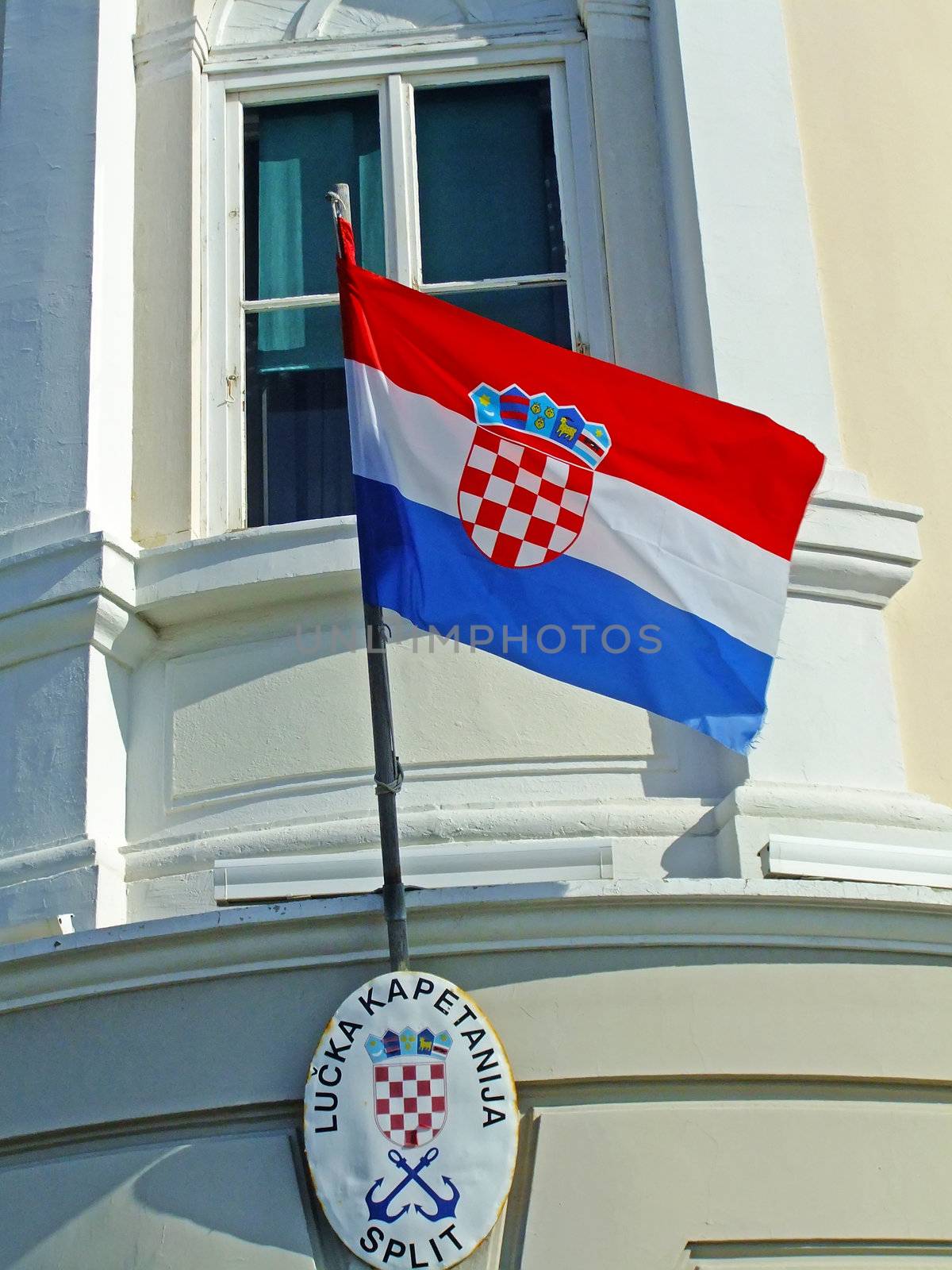 National flag of Croatia on a building in Split by donya_nedomam