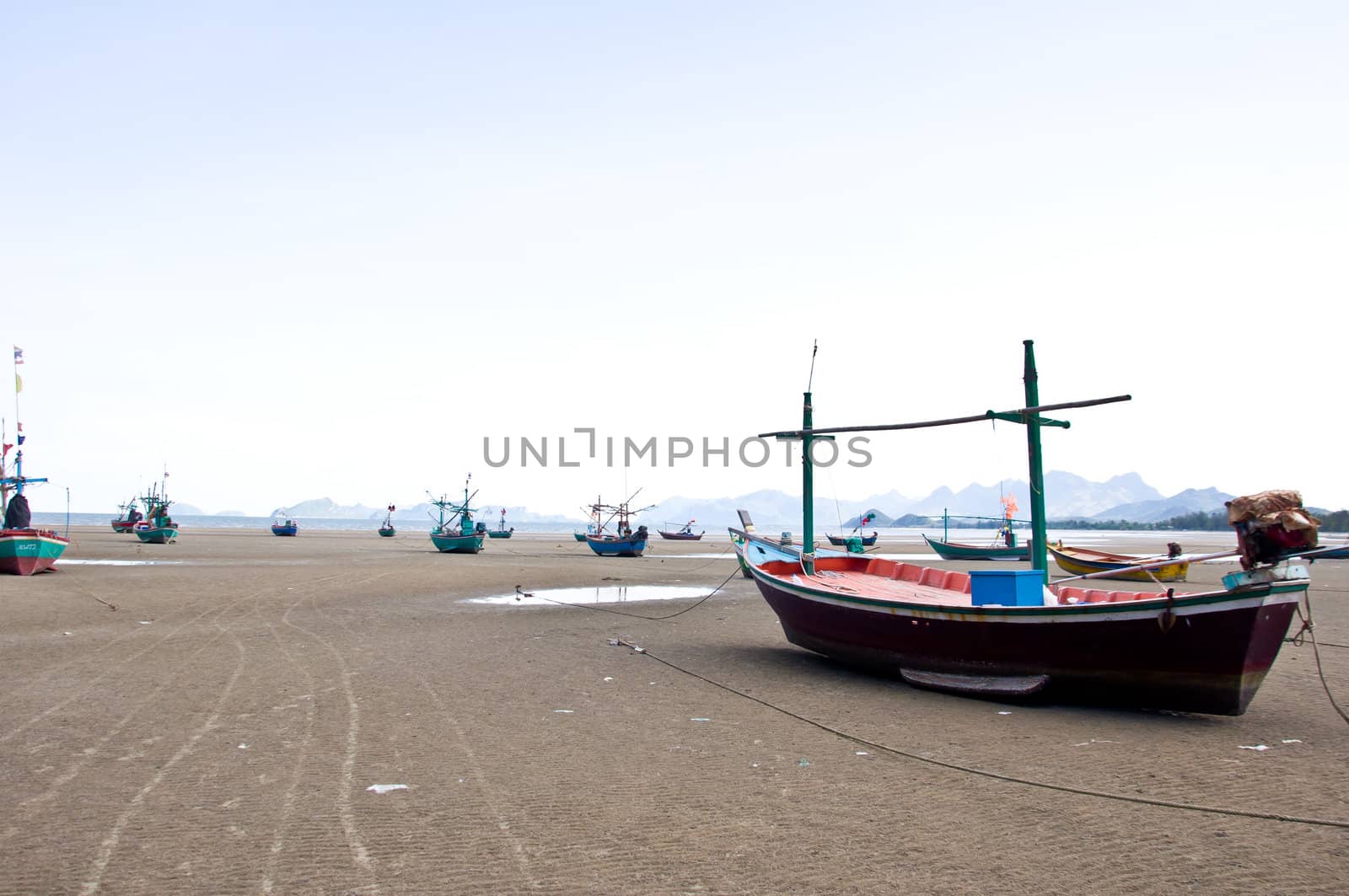 boat on the beach in Pranburi Prachaupkirikhan Thailand