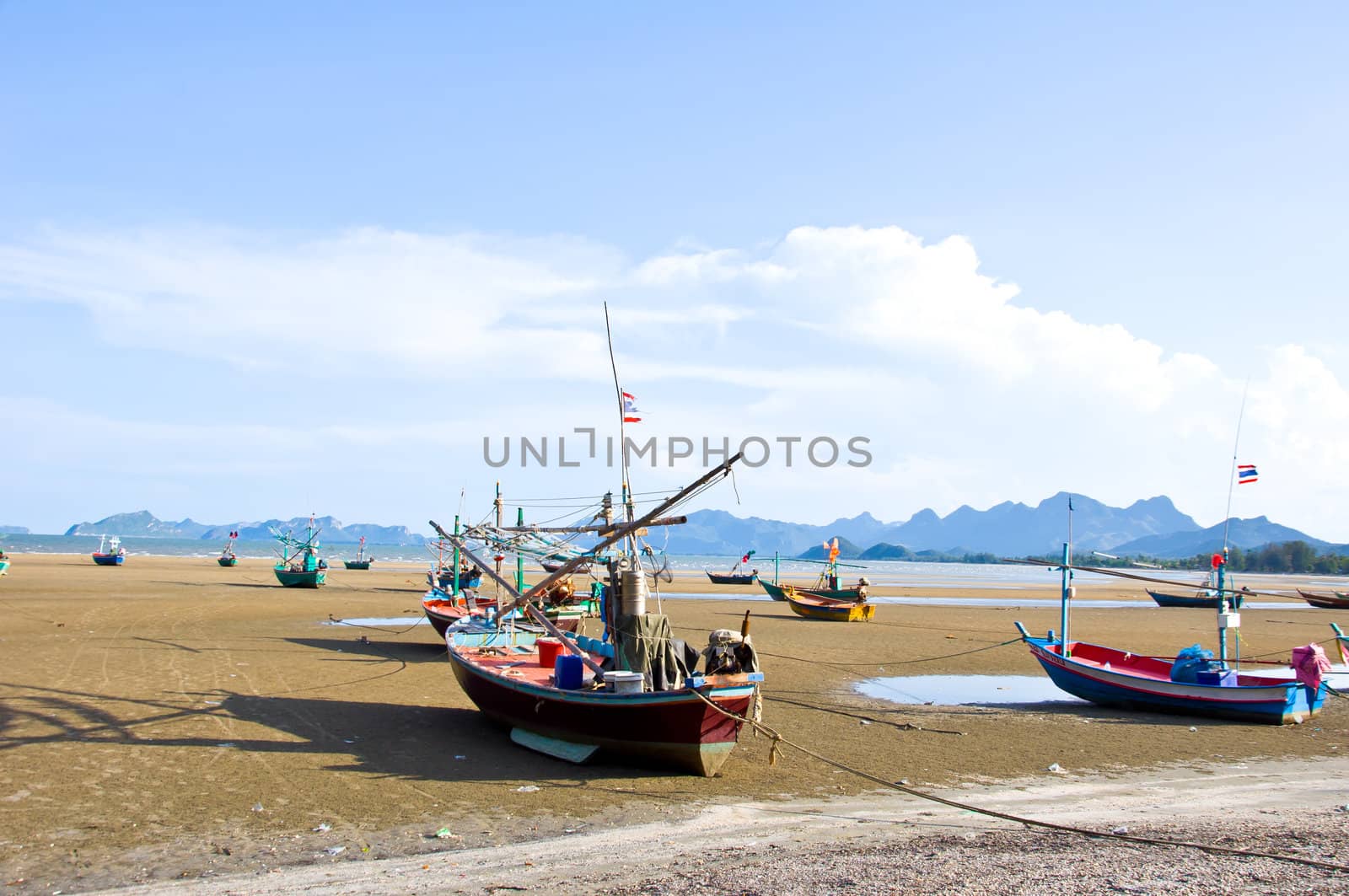 boat on the beach in Pranburi Prachaupkirikhan Thailand