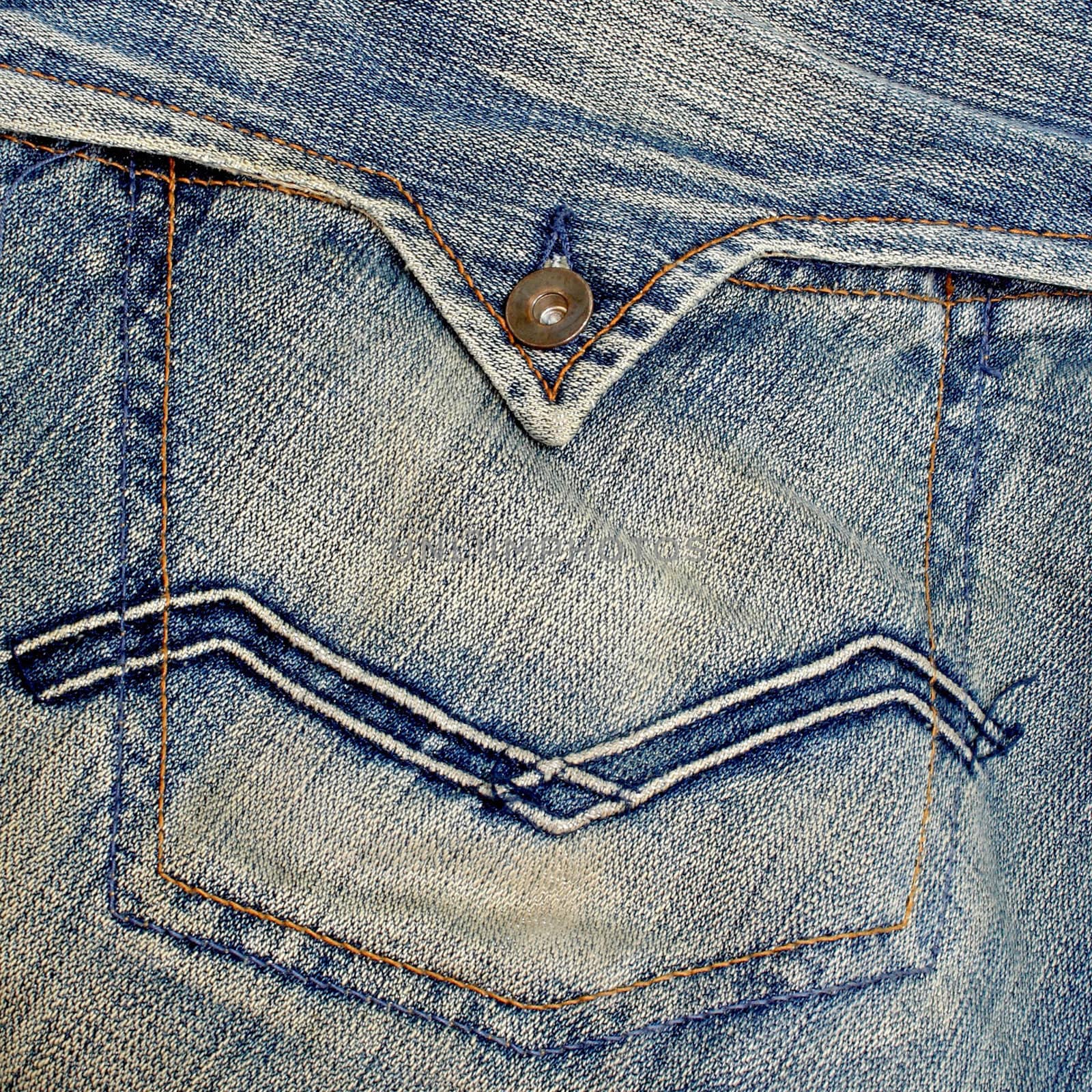 closeup of blue jeans pocket