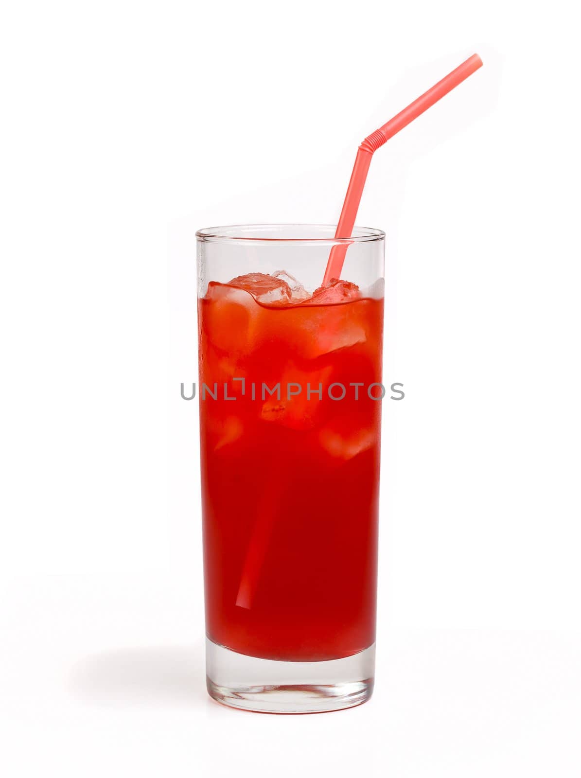 Cherry juice with ice isolated on white by mdmmikle