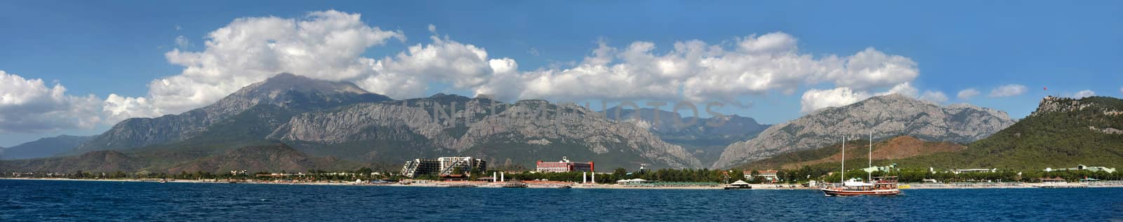 Panoramic view of the Mediterranean sea Kemer Turkey by mdmmikle