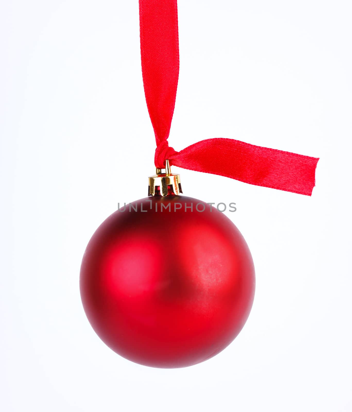 Red  ball and red ribbon isolated on white by mdmmikle