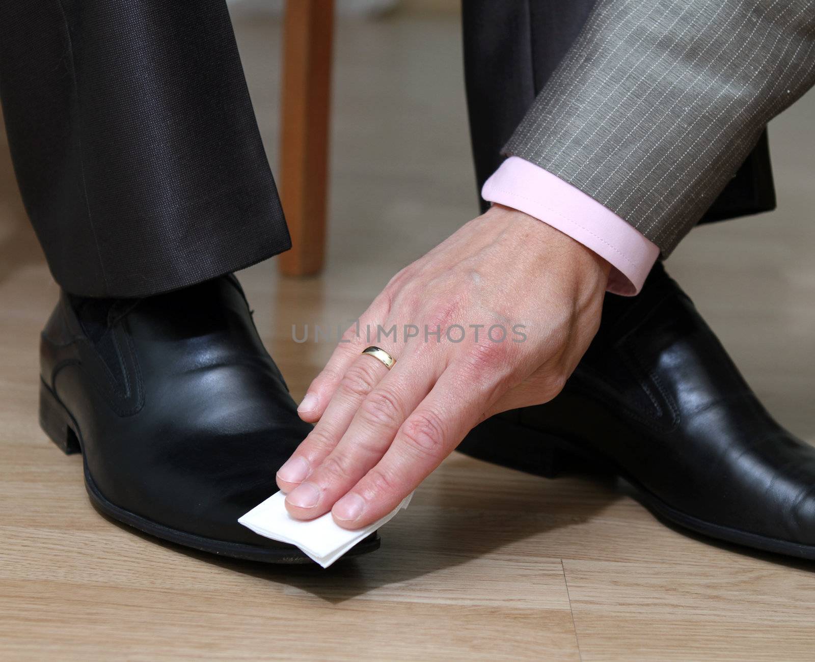 Groom getting ready