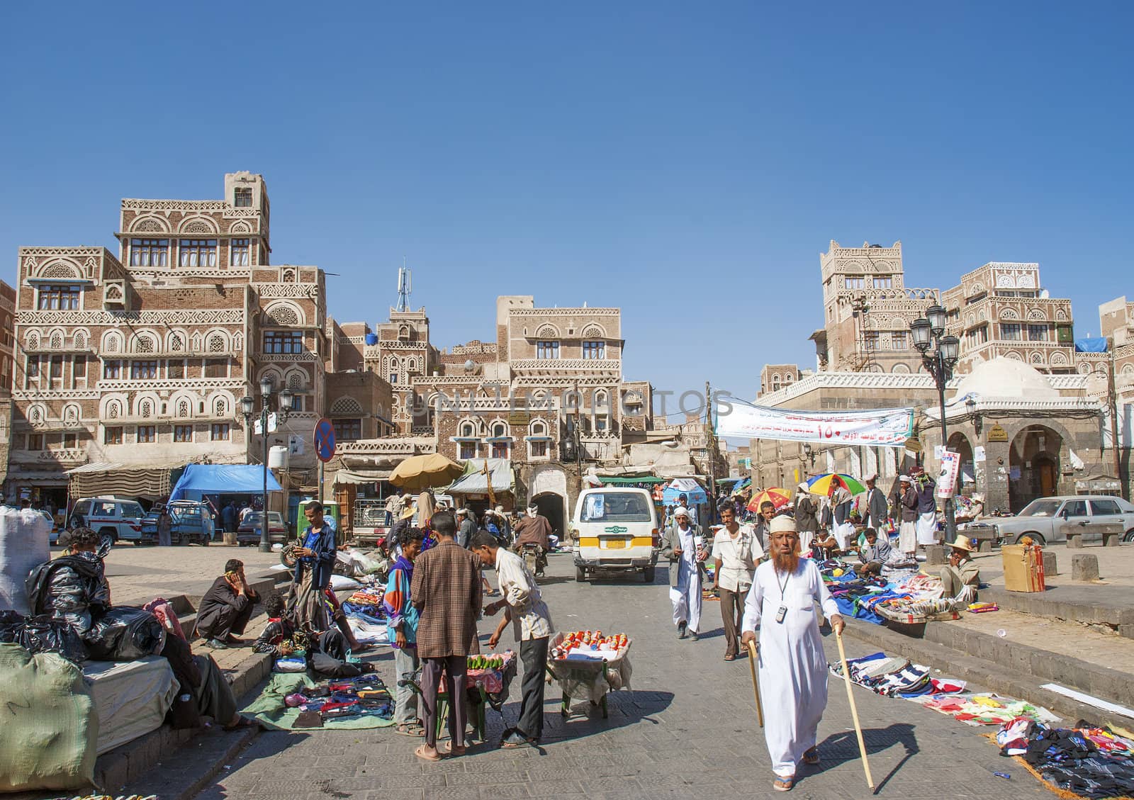 sanaa city street in yemen