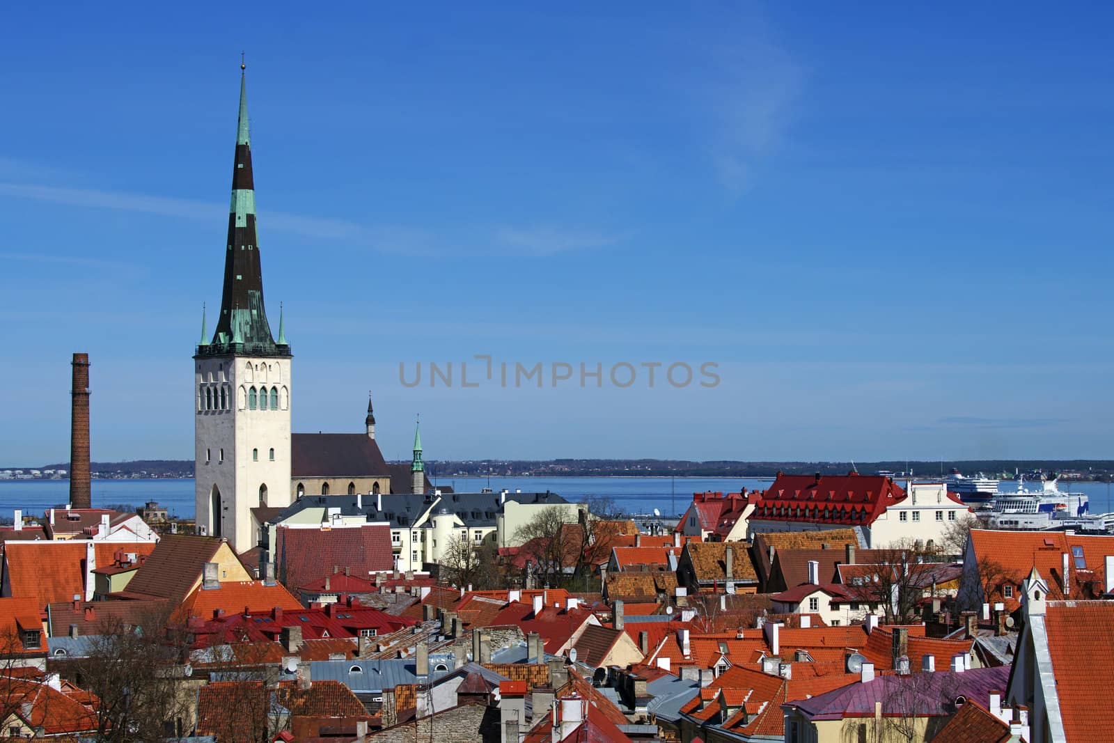 Tallinn, roofs of old city and the blue sky