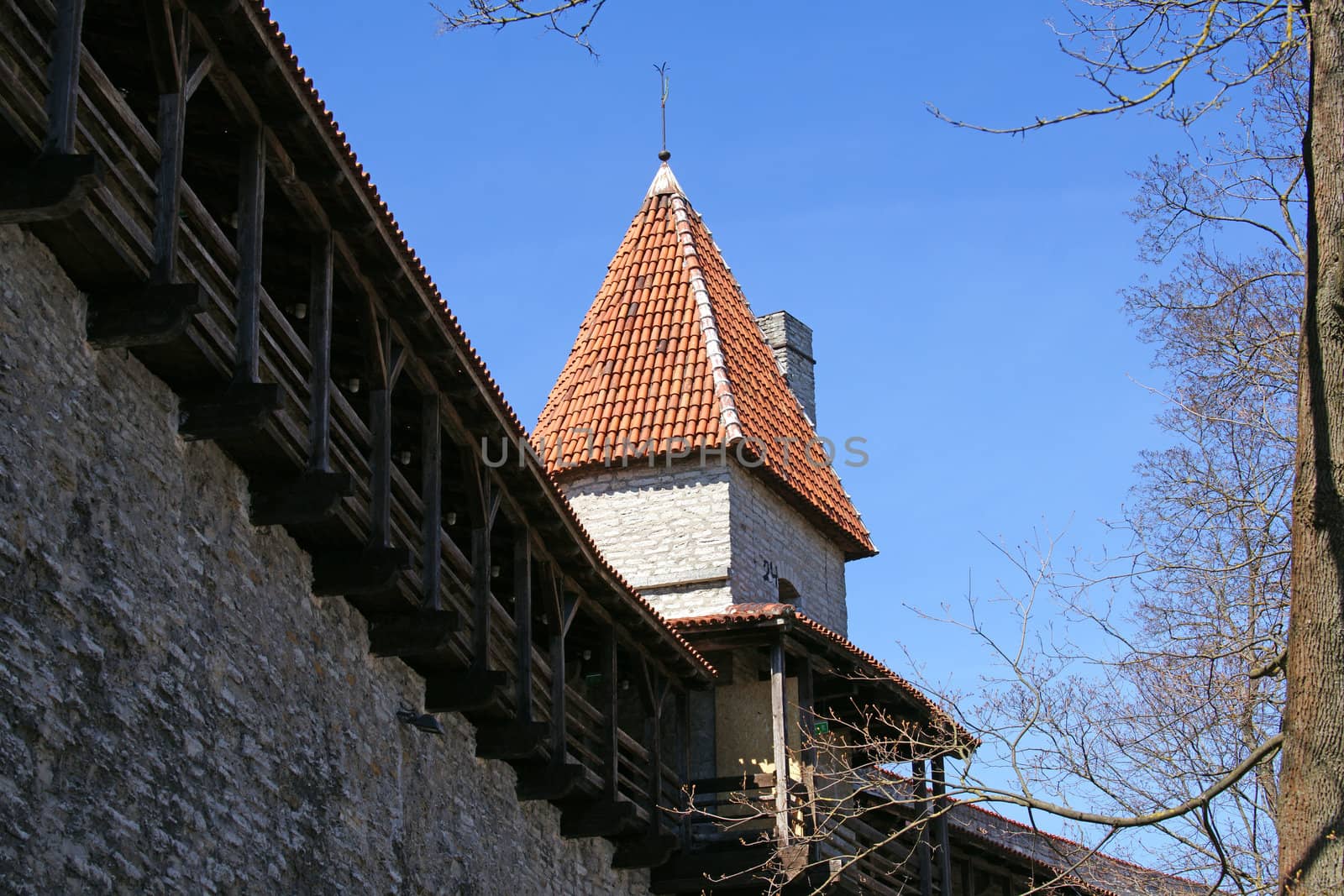 Tallinn, tower and wall of old city   