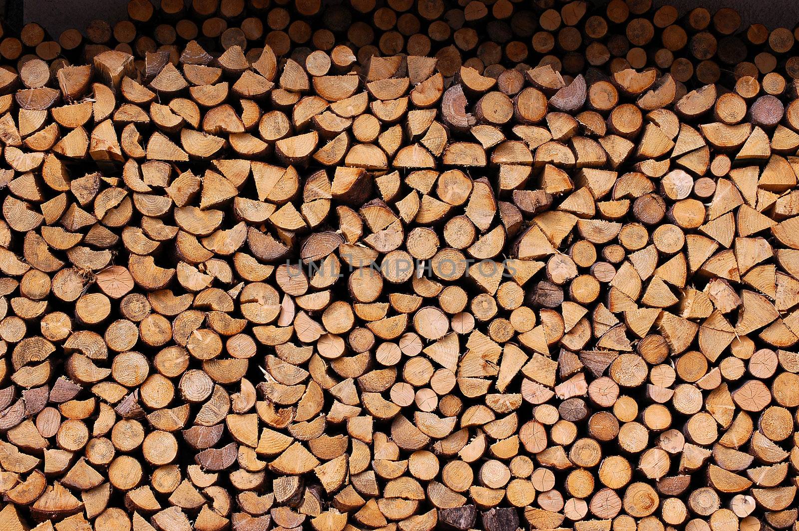 Background of dry chopped firewood logs in a pile