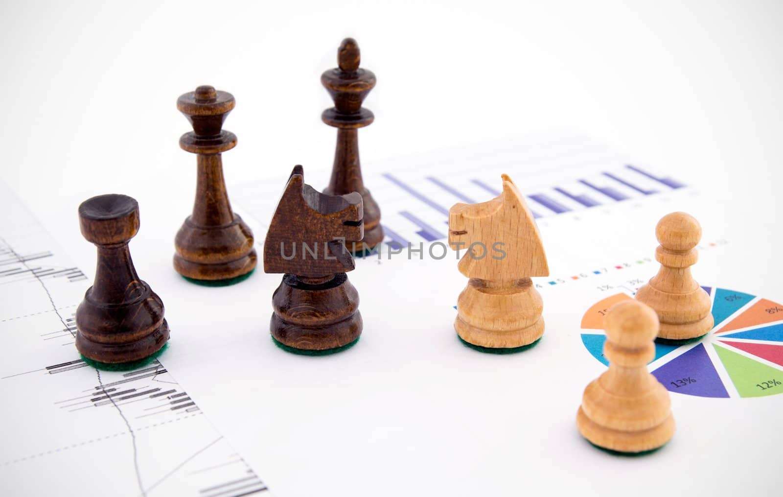 Chess pieces on business background. Company strategic behavior