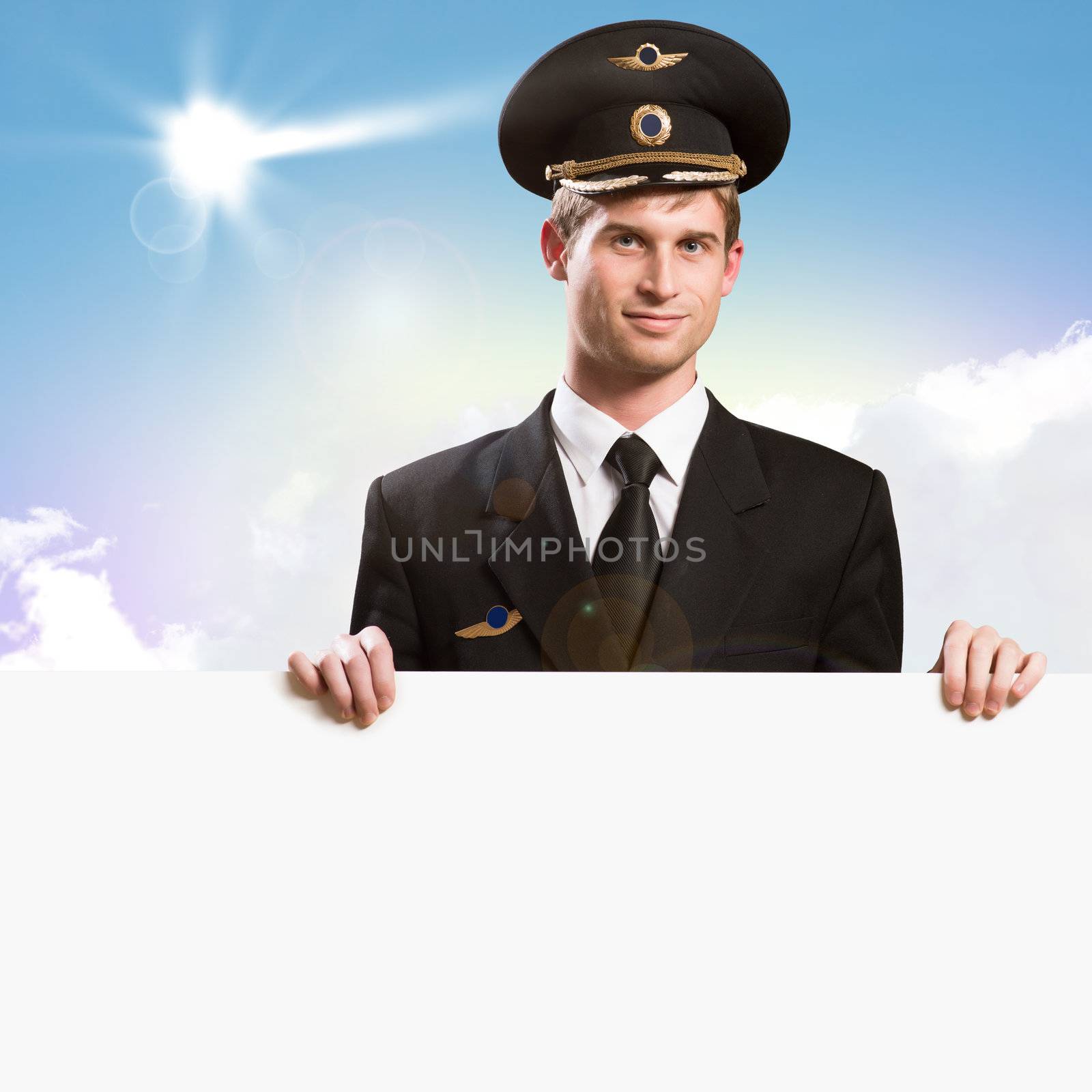 pilot in the form of holding an empty billboard by adam121