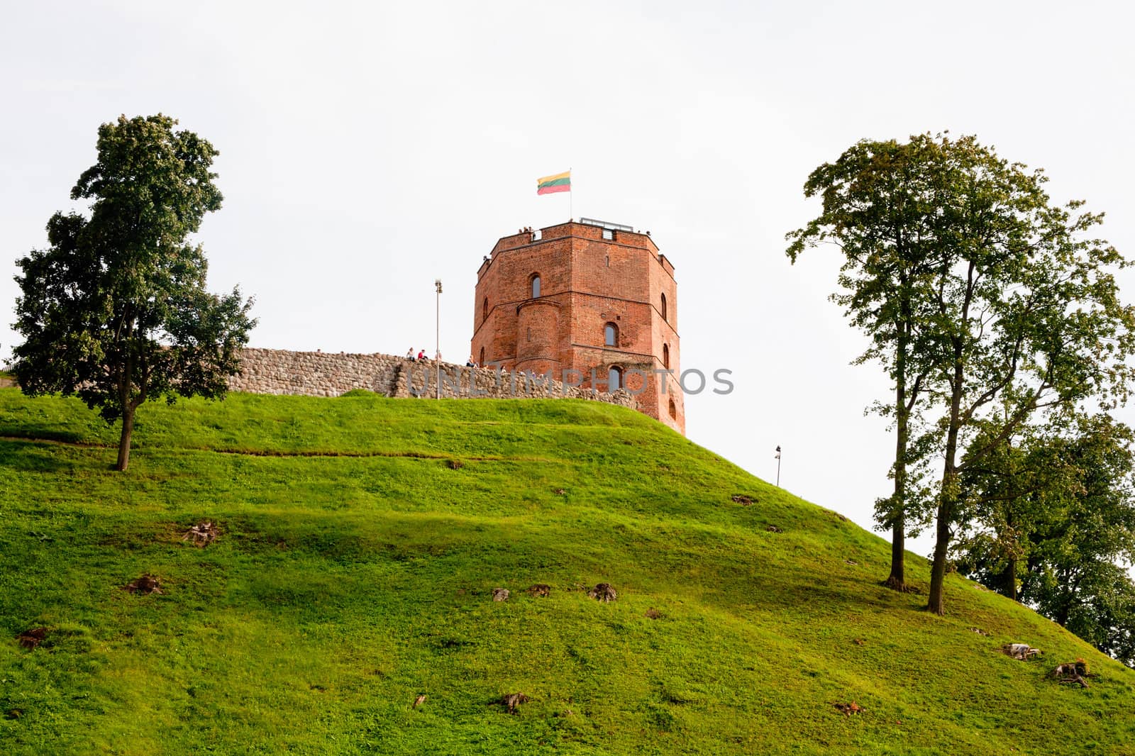 A red tower of Vilnius castle in Lithuania
