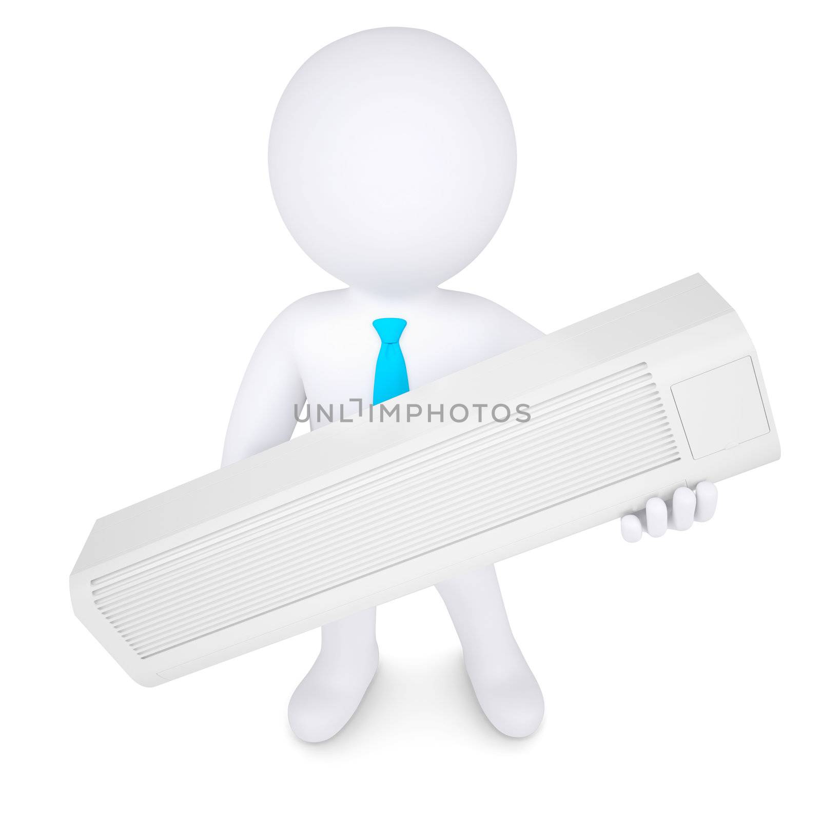 3d man holding a conditioner. by cherezoff