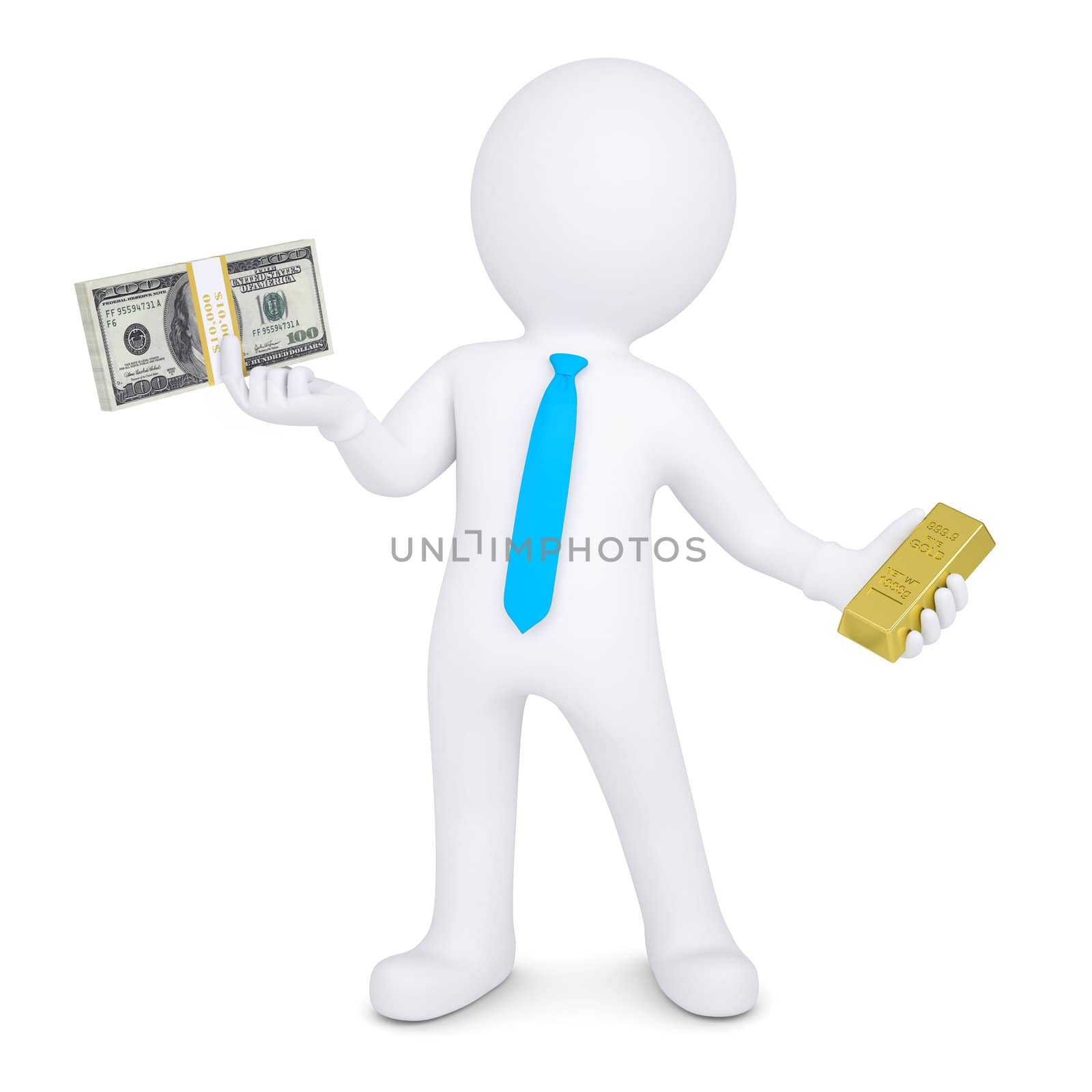 3d man changes the gold for cash by cherezoff