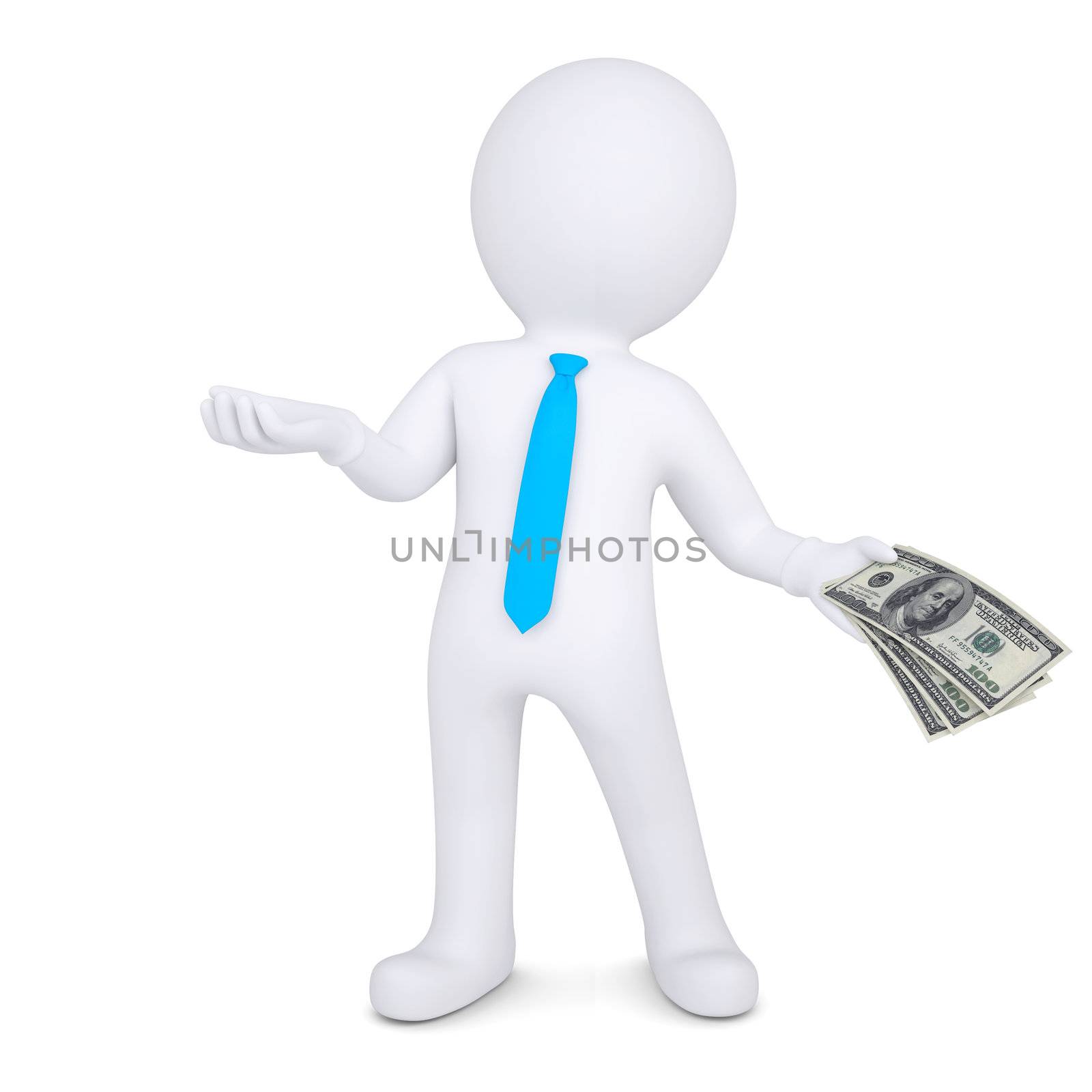 3d man with money holds out his hand by cherezoff