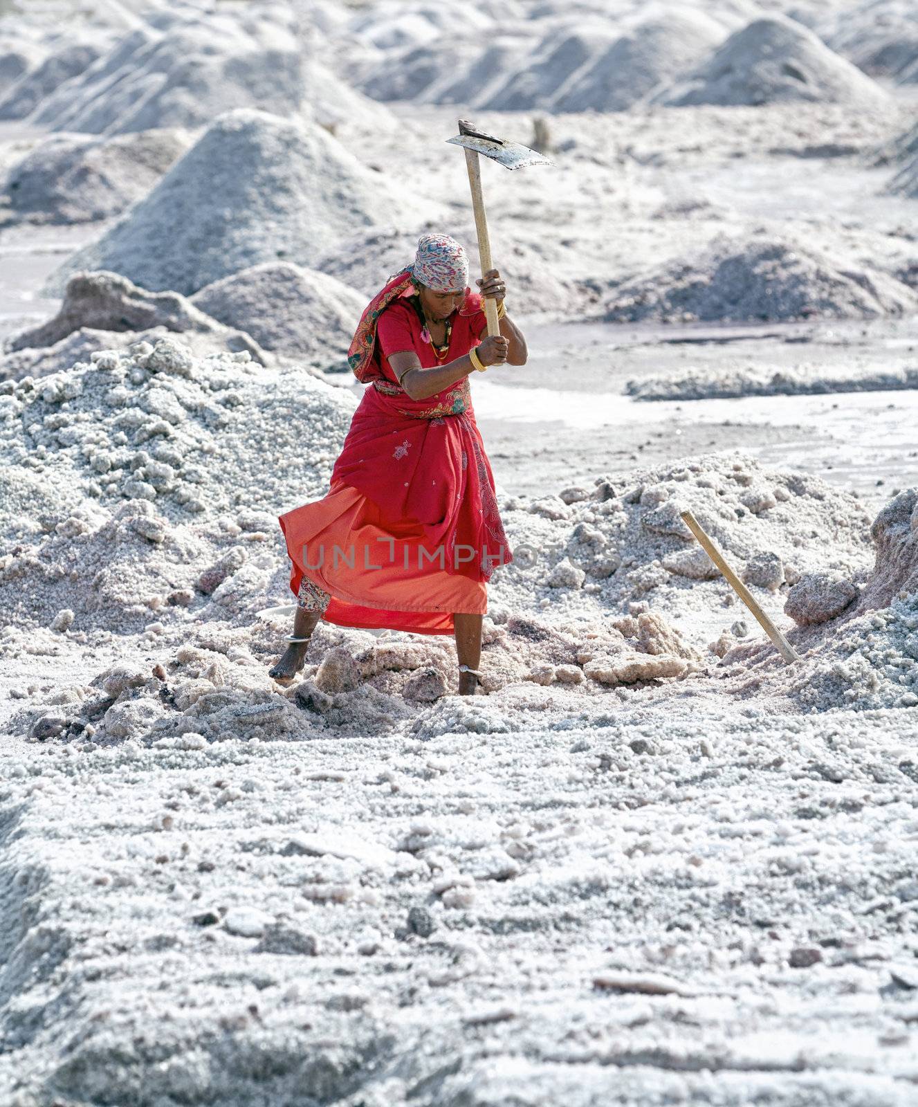 Salt works, Sambhar salt lake, Rajasthan, India by vladimir_sklyarov