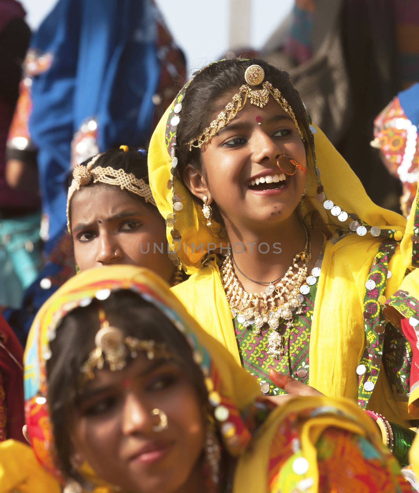 Indian girls in colorful ethnic attire by vladimir_sklyarov