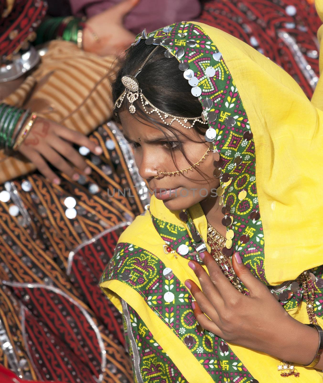 Indian girl in colorful ethnic attire by vladimir_sklyarov