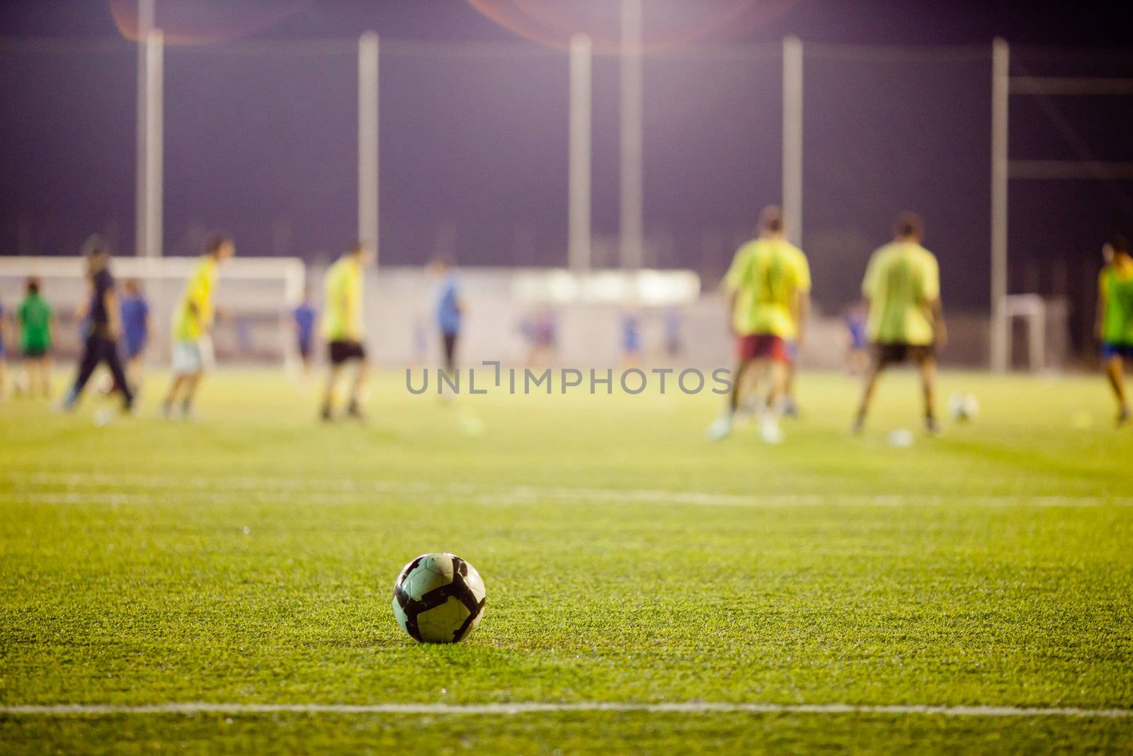 football match during training on stadium
