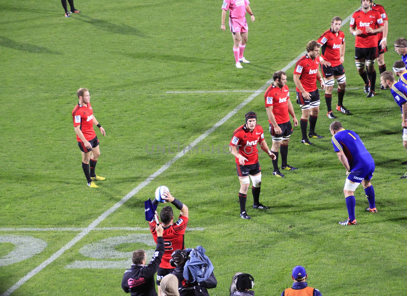 CHRISTCHURCH-April 20: Super Rugby  match between Canterbury Crusaders and Otago Highlanders held at the AMI Rugby Stadium in Christchurch, New Zealand on Saturday April 20, 2013. 