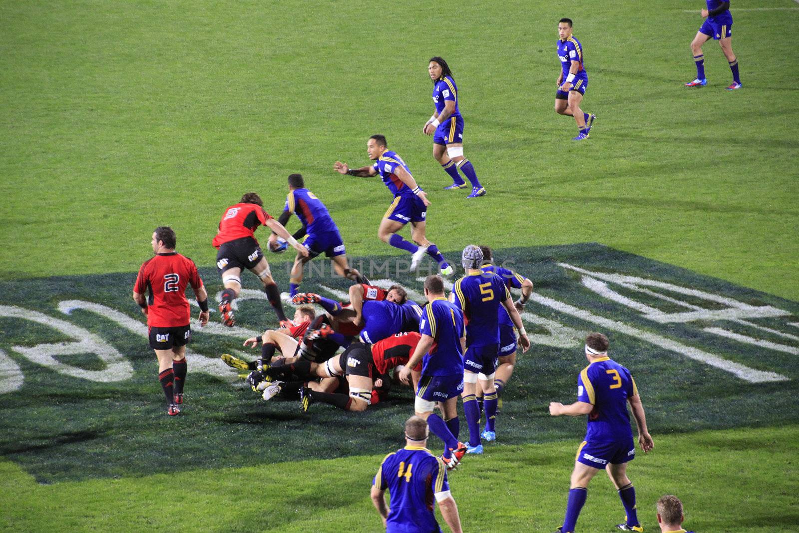 CHRISTCHURCH-April 20: Super Rugby  match between Canterbury Crusaders and Otago Highlanders held at the AMI Rugby Stadium in Christchurch, New Zealand on Saturday April 20, 2013. 